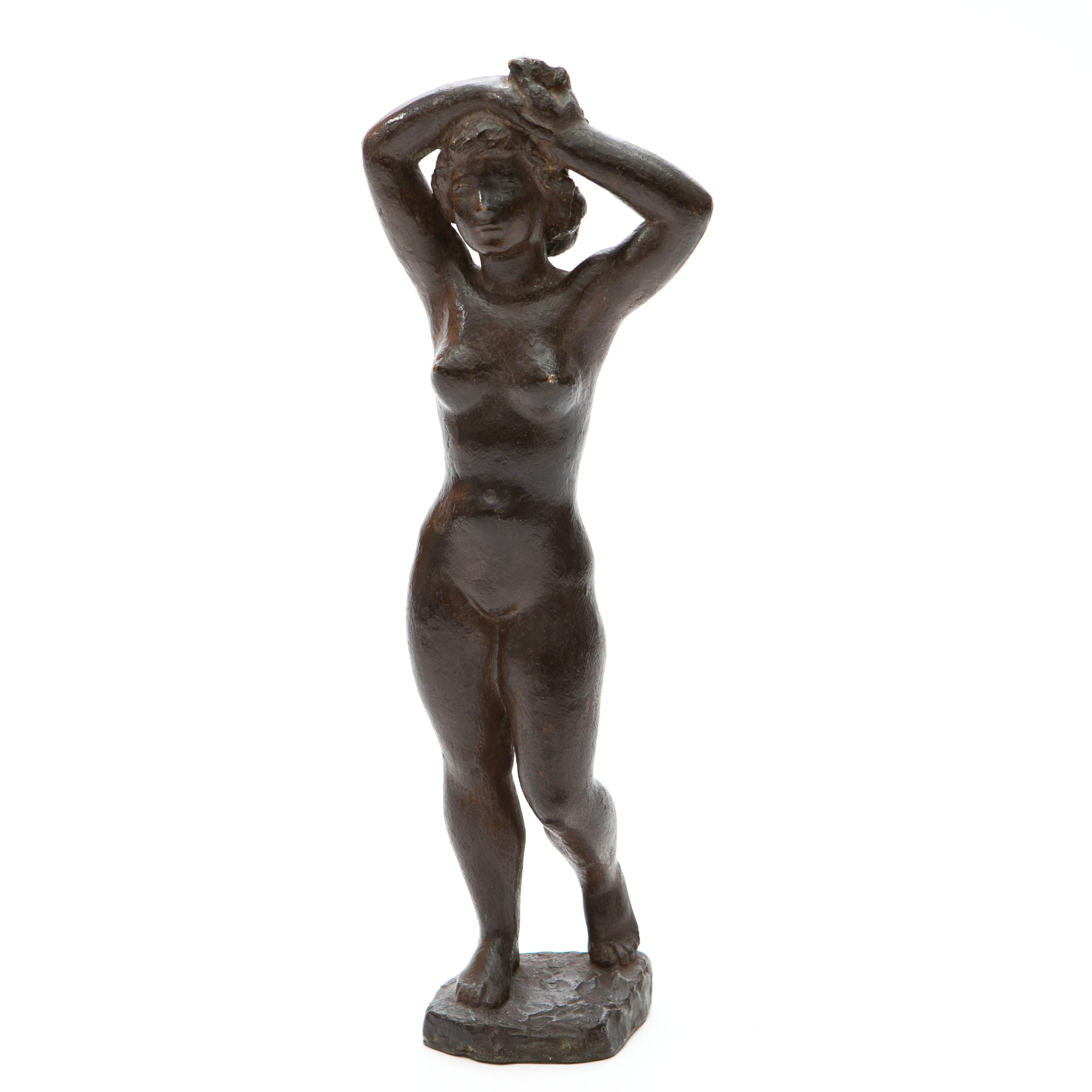 Anker Hoffmann Escultura de bronce patinado de una figura femenina desnuda de pie, 1956 Patinado en venta