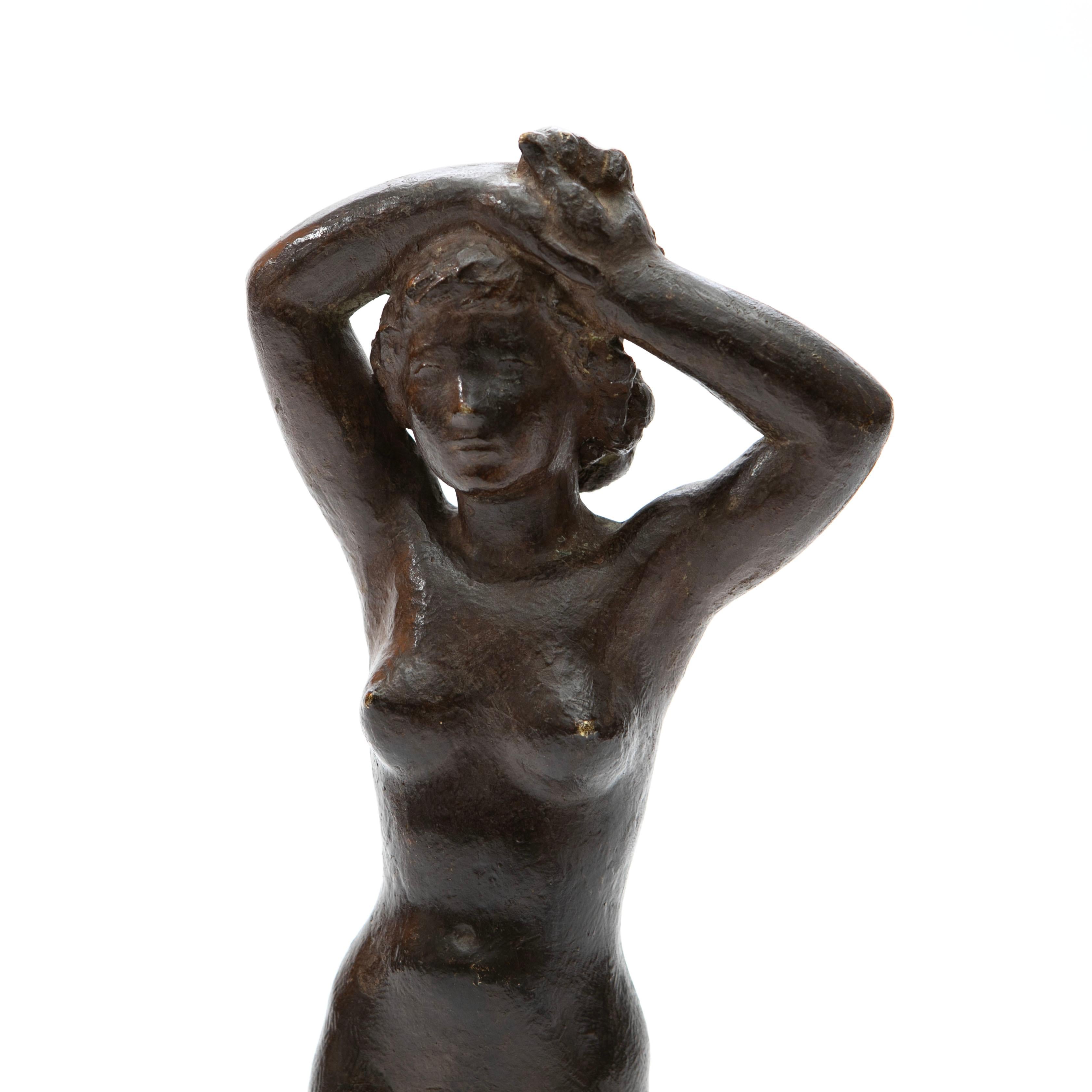 Anker Hoffmann Escultura de bronce patinado de una figura femenina desnuda de pie, 1956 siglo XX en venta