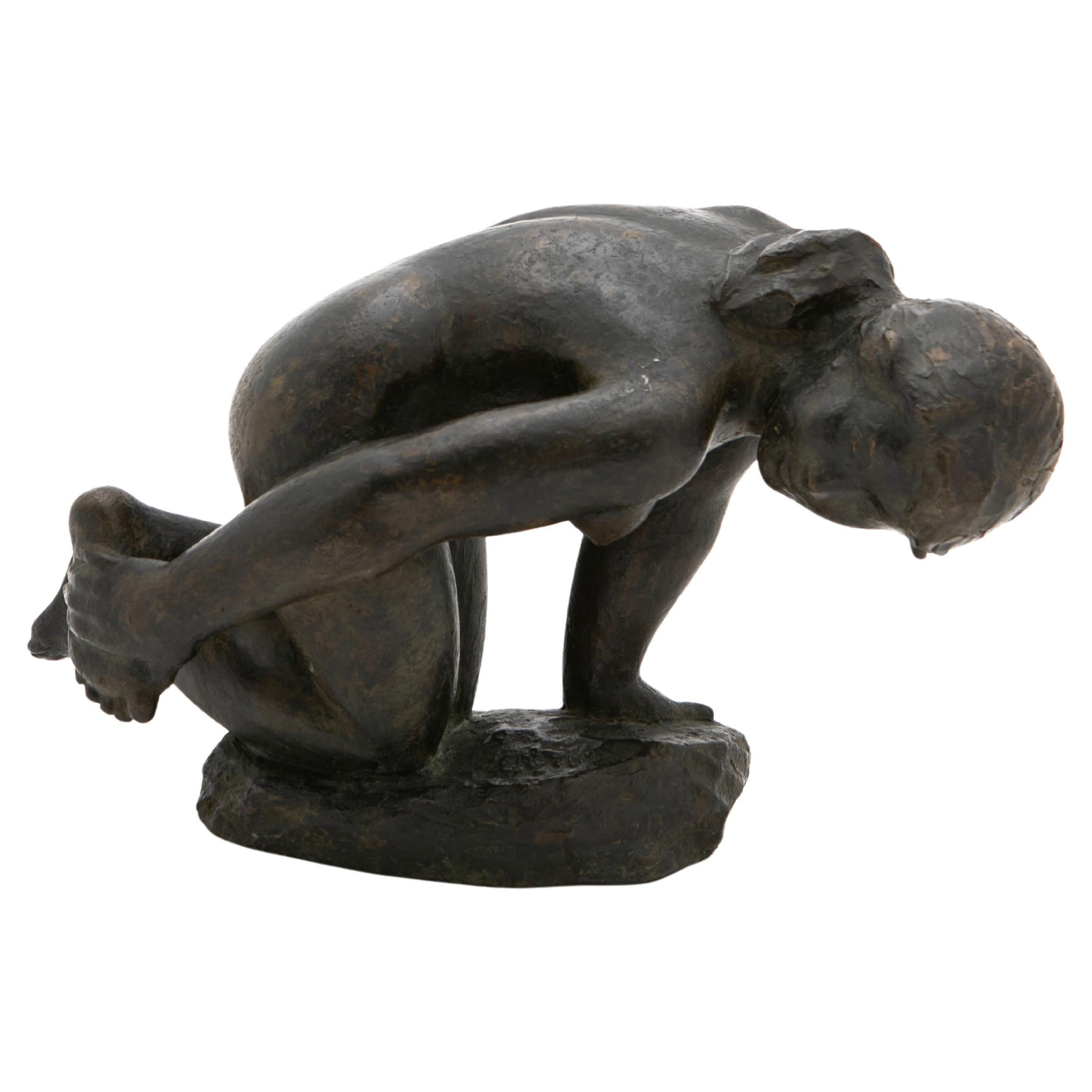 Anker Hoffmann, woman in dark patinated bronze For Sale