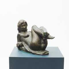 Anker Hoffmann "Woman Resting" Bronze Sculpture with Green Patina