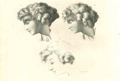 Antique Heads of a Man - Original Etching by Anker Smith - 1810