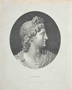 Antique Portrait of God Apollo - Original Etching by Anker Smith - 1810