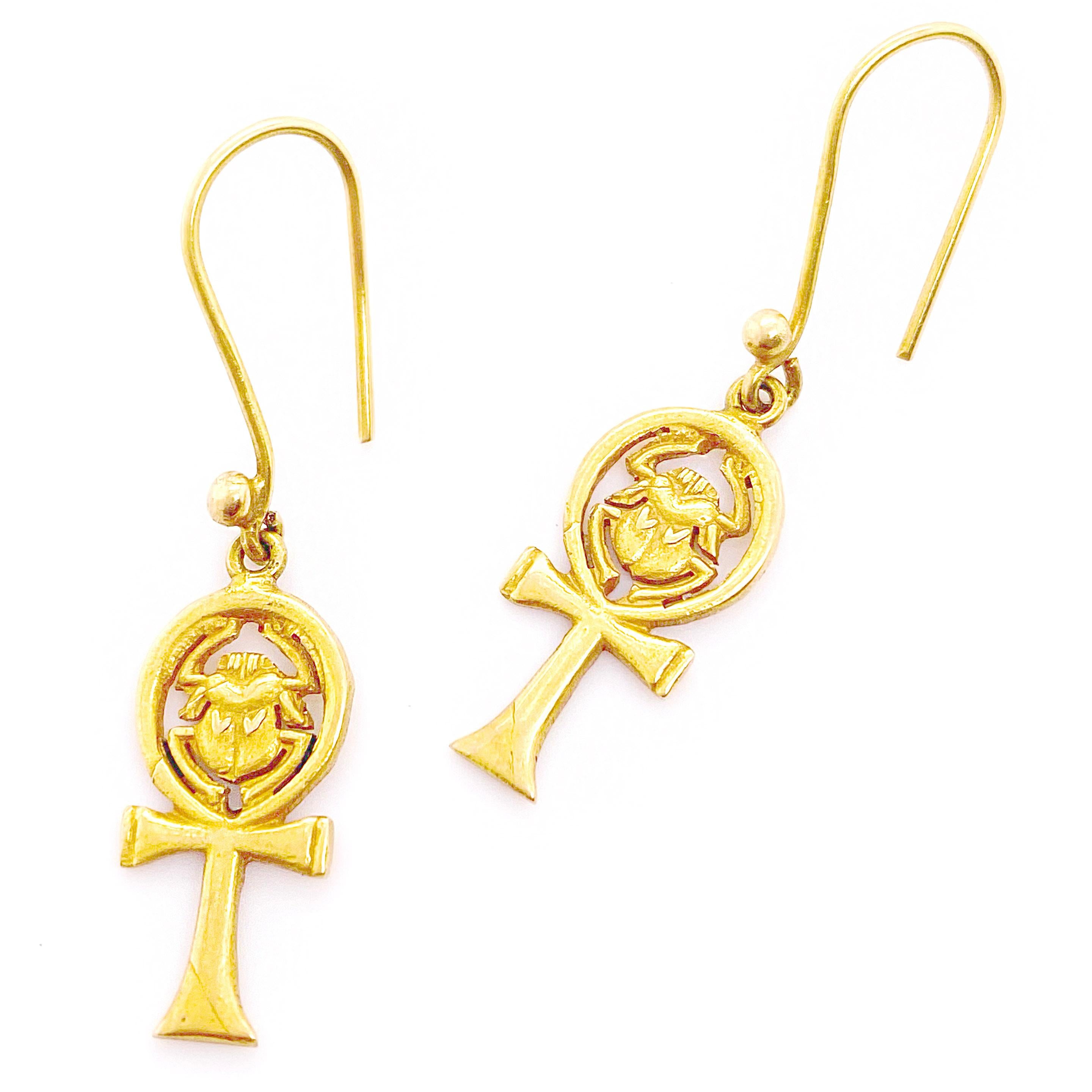 22 Karat Gold Earrings are better than any 14 karat gold you might find. These unique “Ankh” earrings represent the Ancient Egypt symbol. Ankh represents the key of life or the key of the Nile representative of eternal life in Ancient Egypt. The