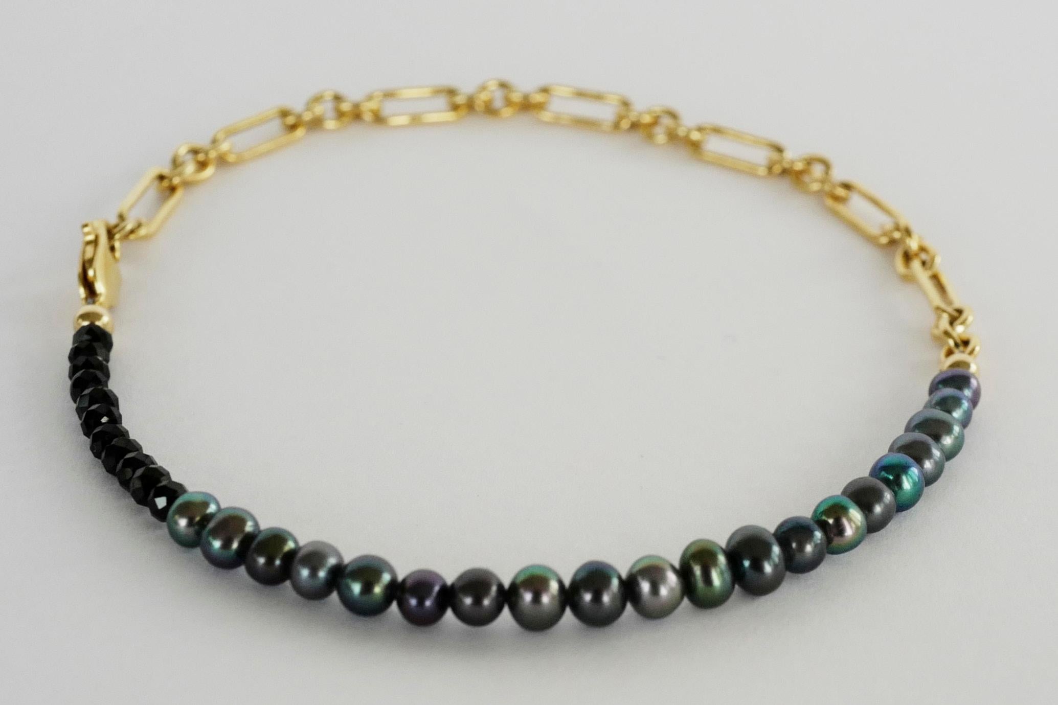 Bracelet de cheville perle Spinelle Chaîne remplie d'or J DAUPHIN

