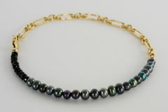 Ankle Bracelet Beaded Black Pearl Spinel Gold Filled Chain J Dauphin