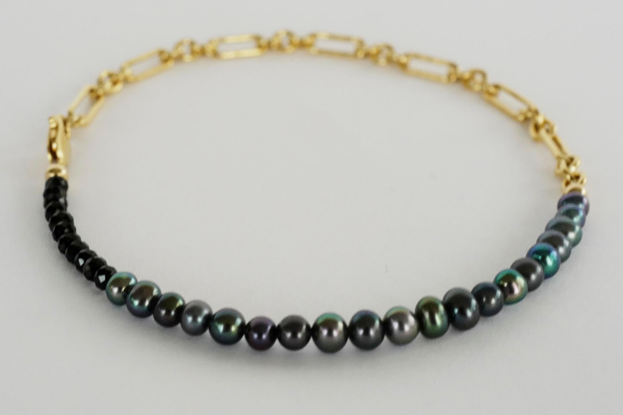 Romantique Bracelet chaîne de cheville perles noires en vente