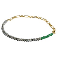 Black Pearl Ankle Bracelet Chrysoprase  Beaded Gold Filled Chain J Dauphin