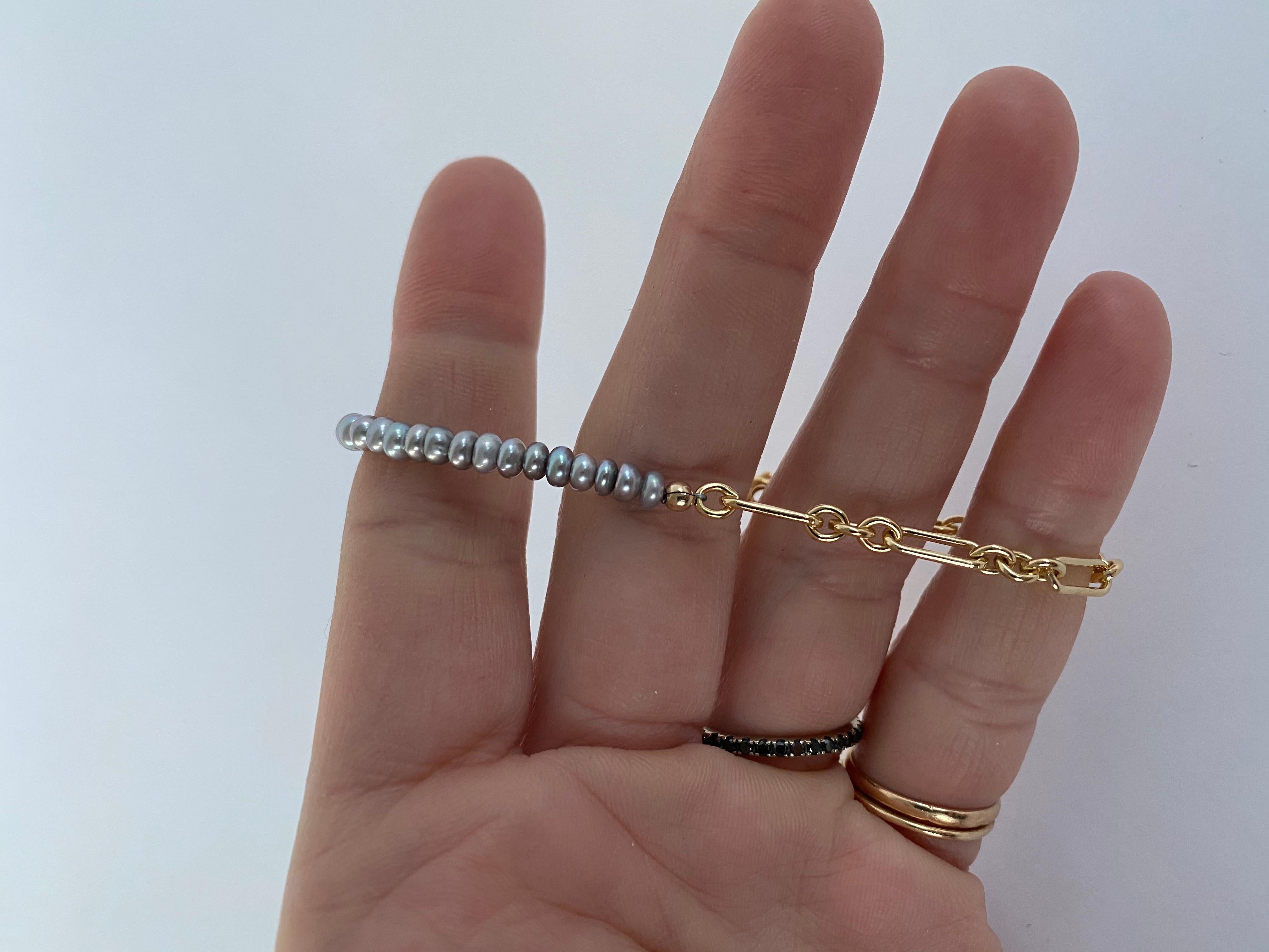 Perle Tansanit Stiefelette Armband Perlen Gold gefüllte Kette J Dauphin im Angebot 2