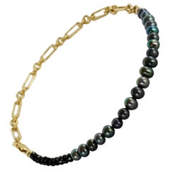 Ankle Bracelet Black Pearl Spinel Chain