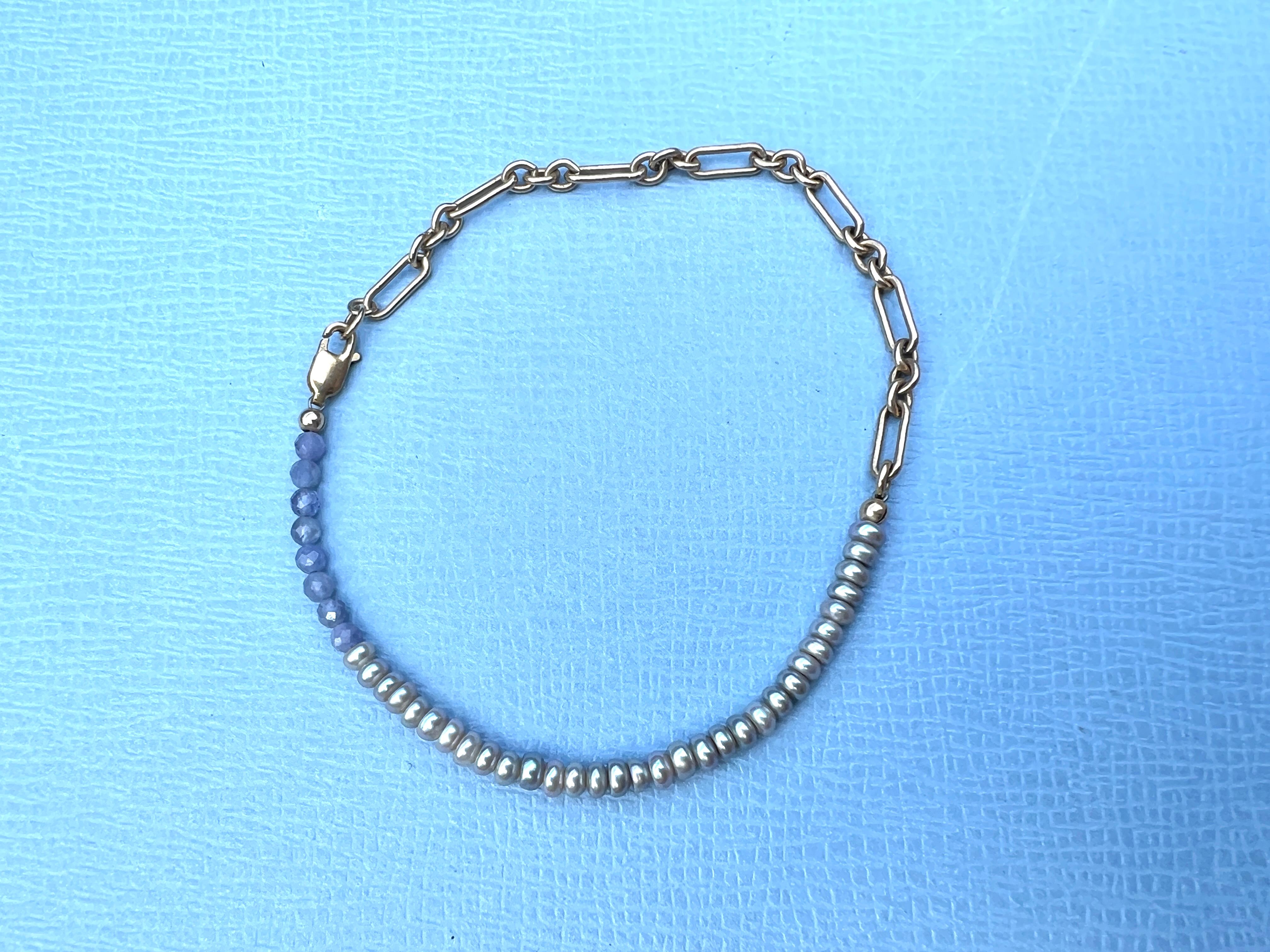 Catena per bracciale con perle di tanzanite in vendita 4