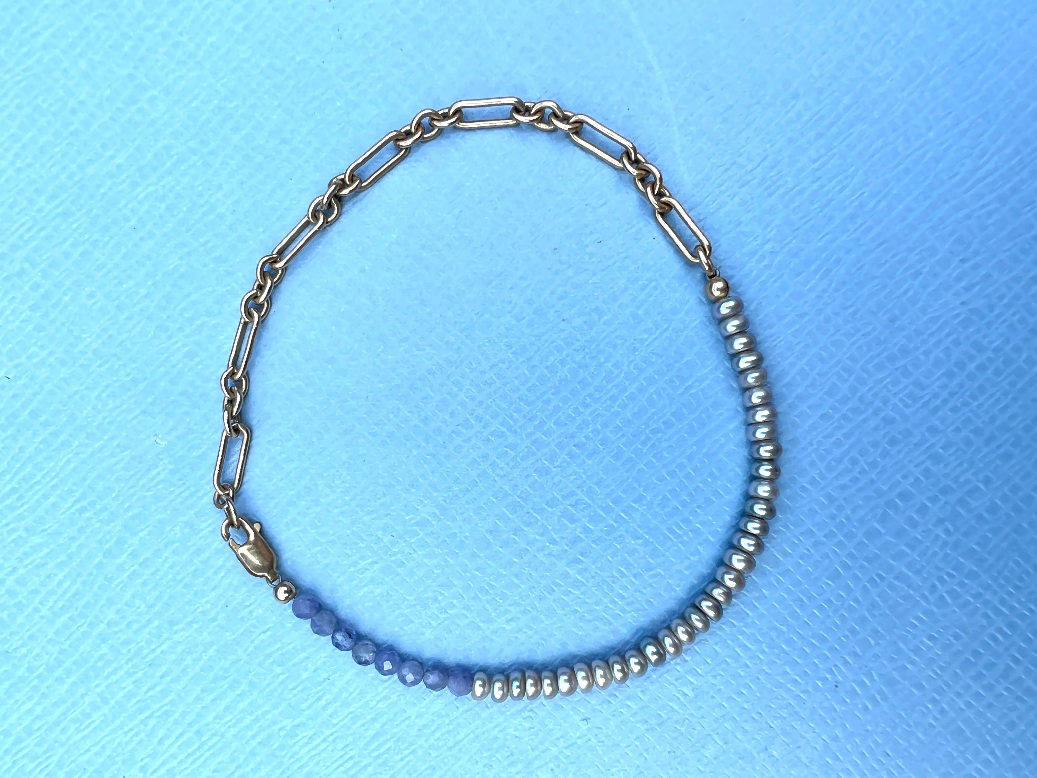 Catena per bracciale con perle di tanzanite in vendita 5