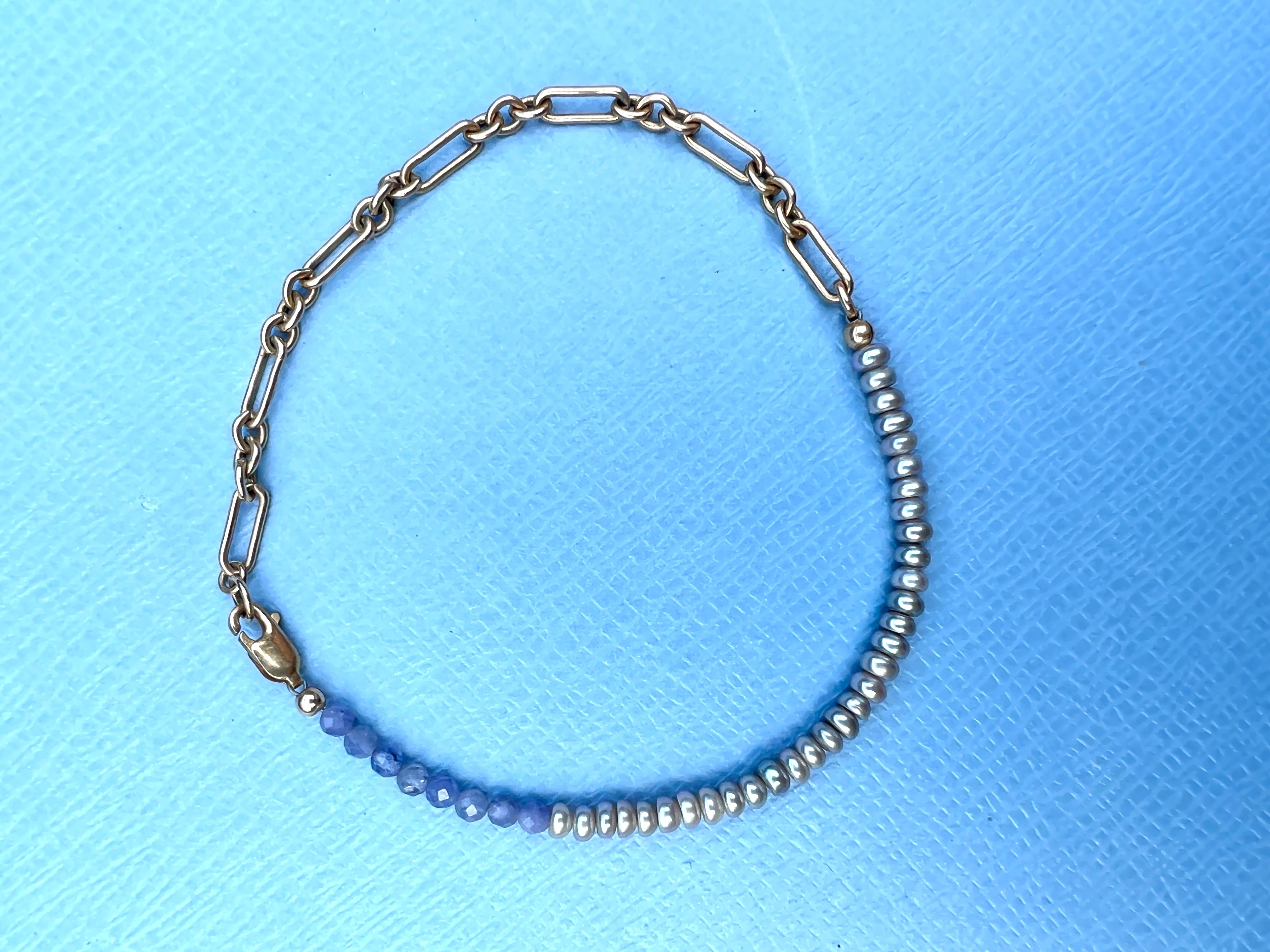 Catena per bracciale con perle di tanzanite in vendita 6