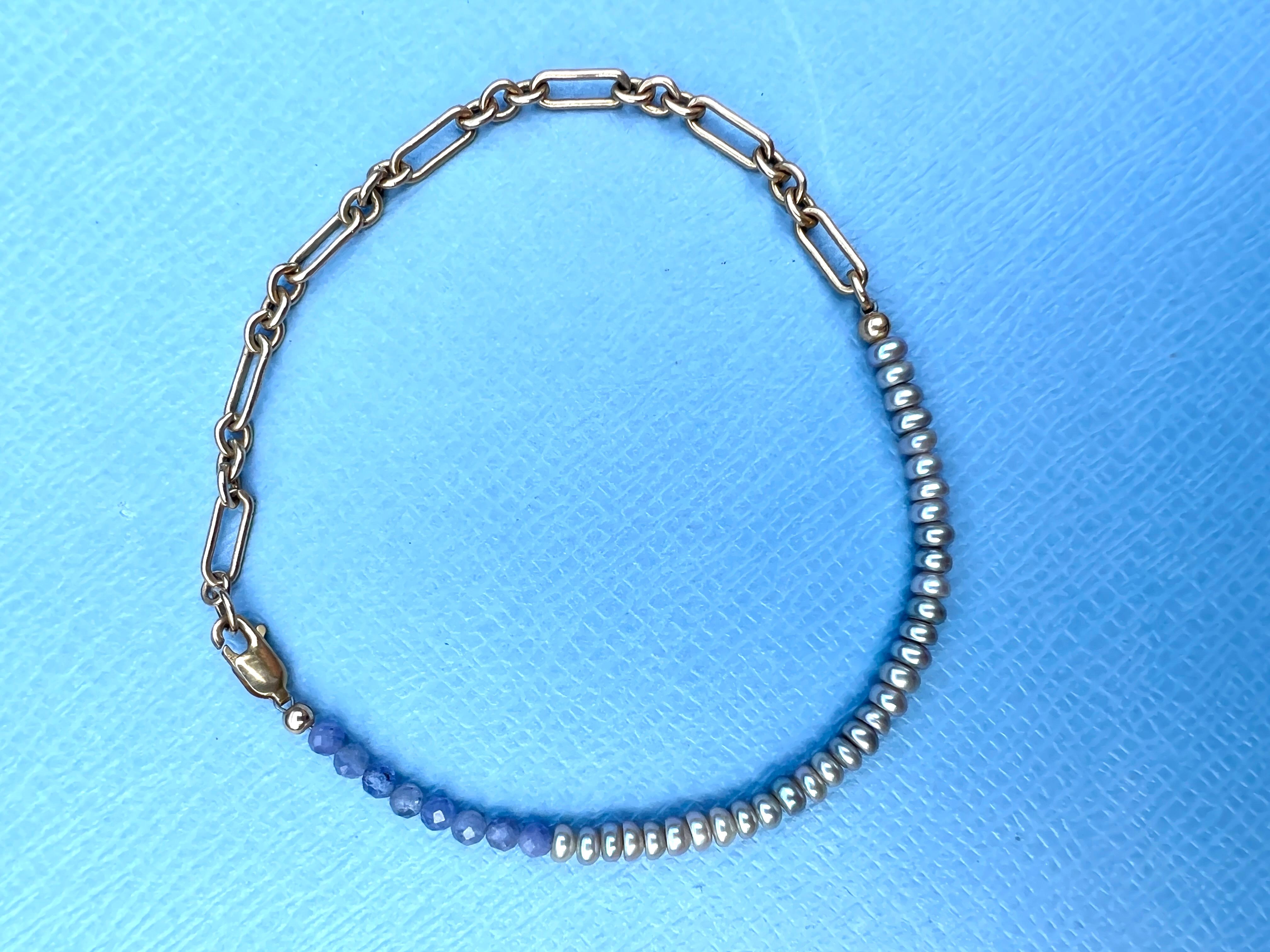 Catena per bracciale con perle di tanzanite in vendita 7