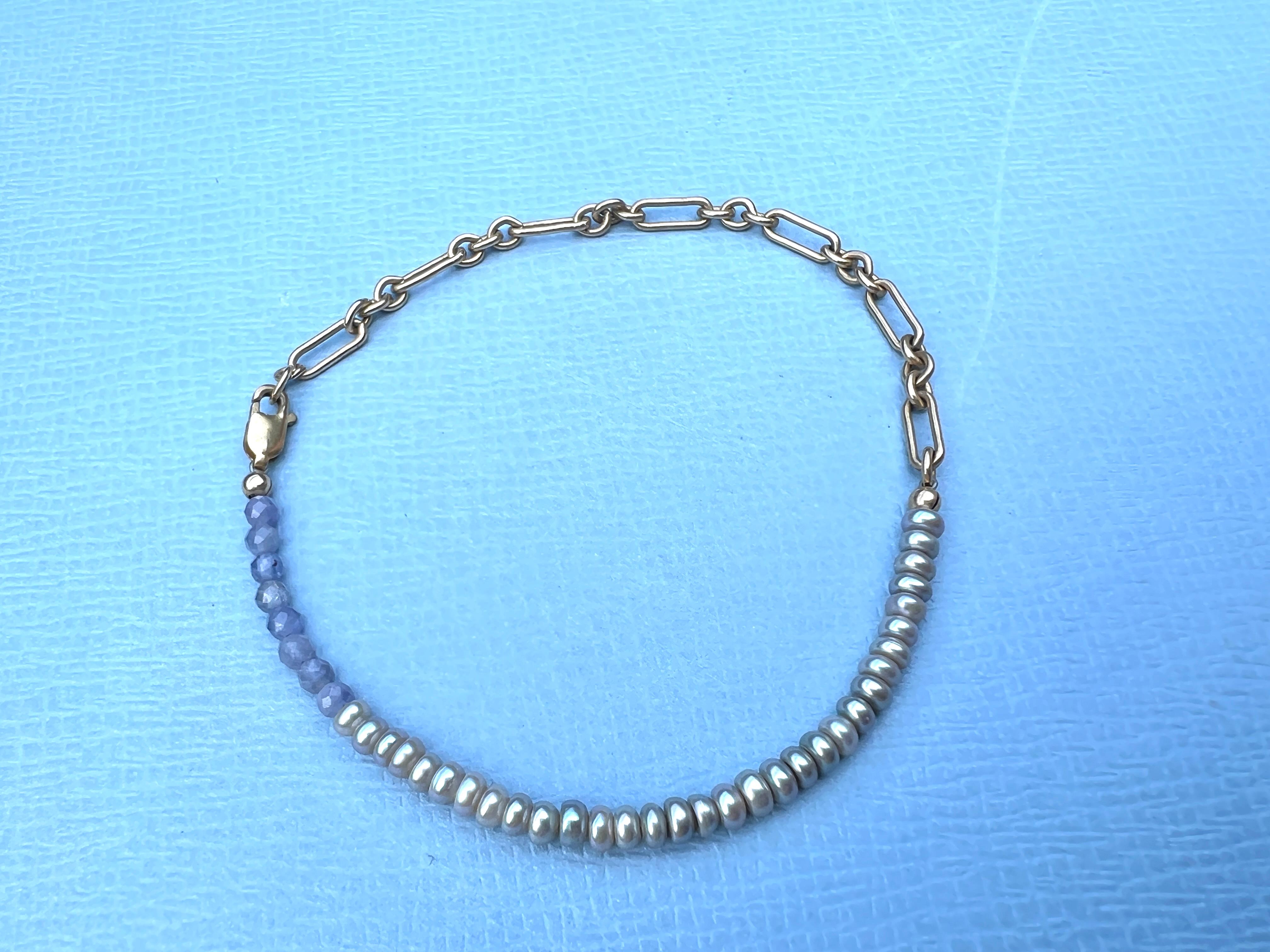 Catena per bracciale con perle di tanzanite in vendita 8
