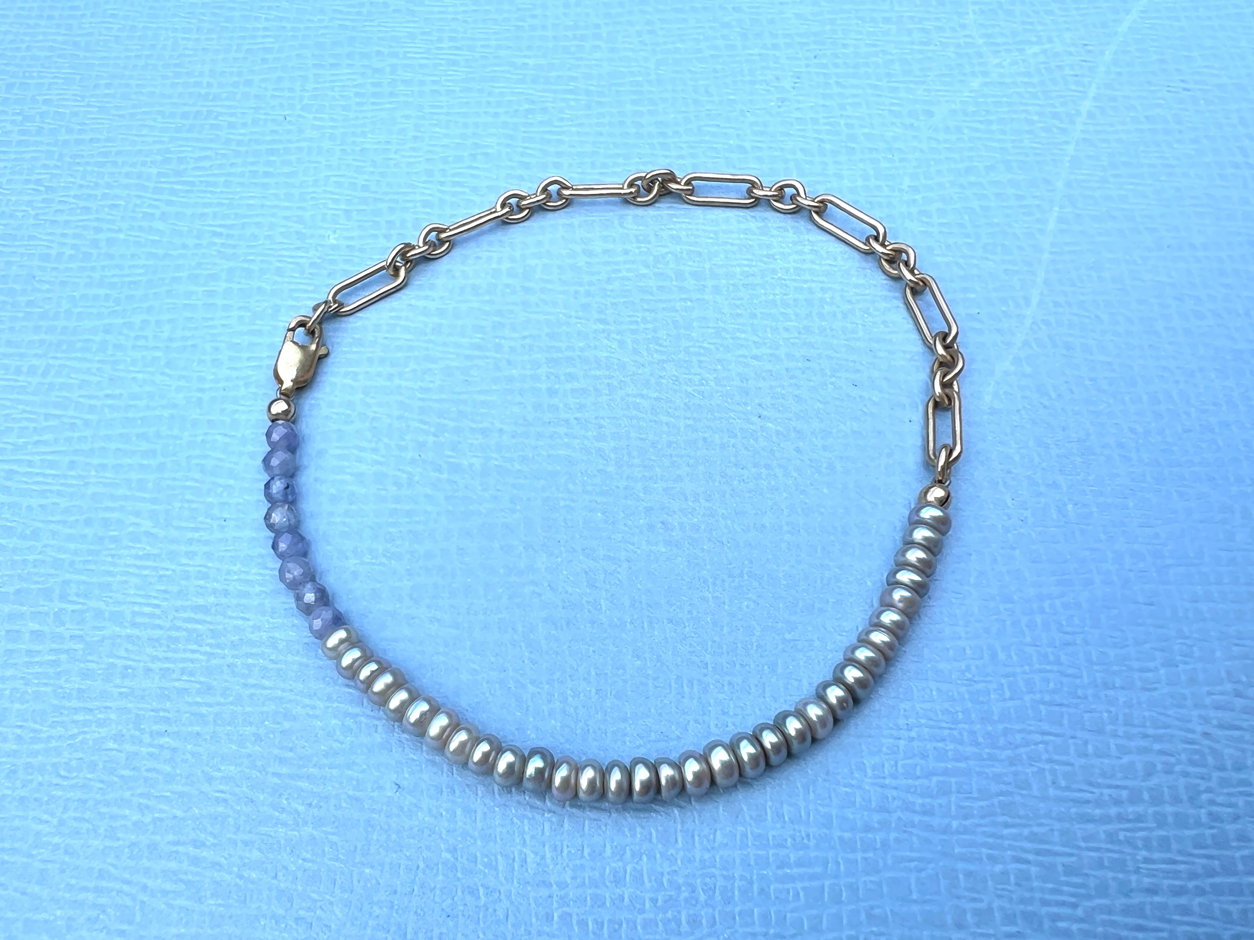 Catena per bracciale con perle di tanzanite in vendita 9