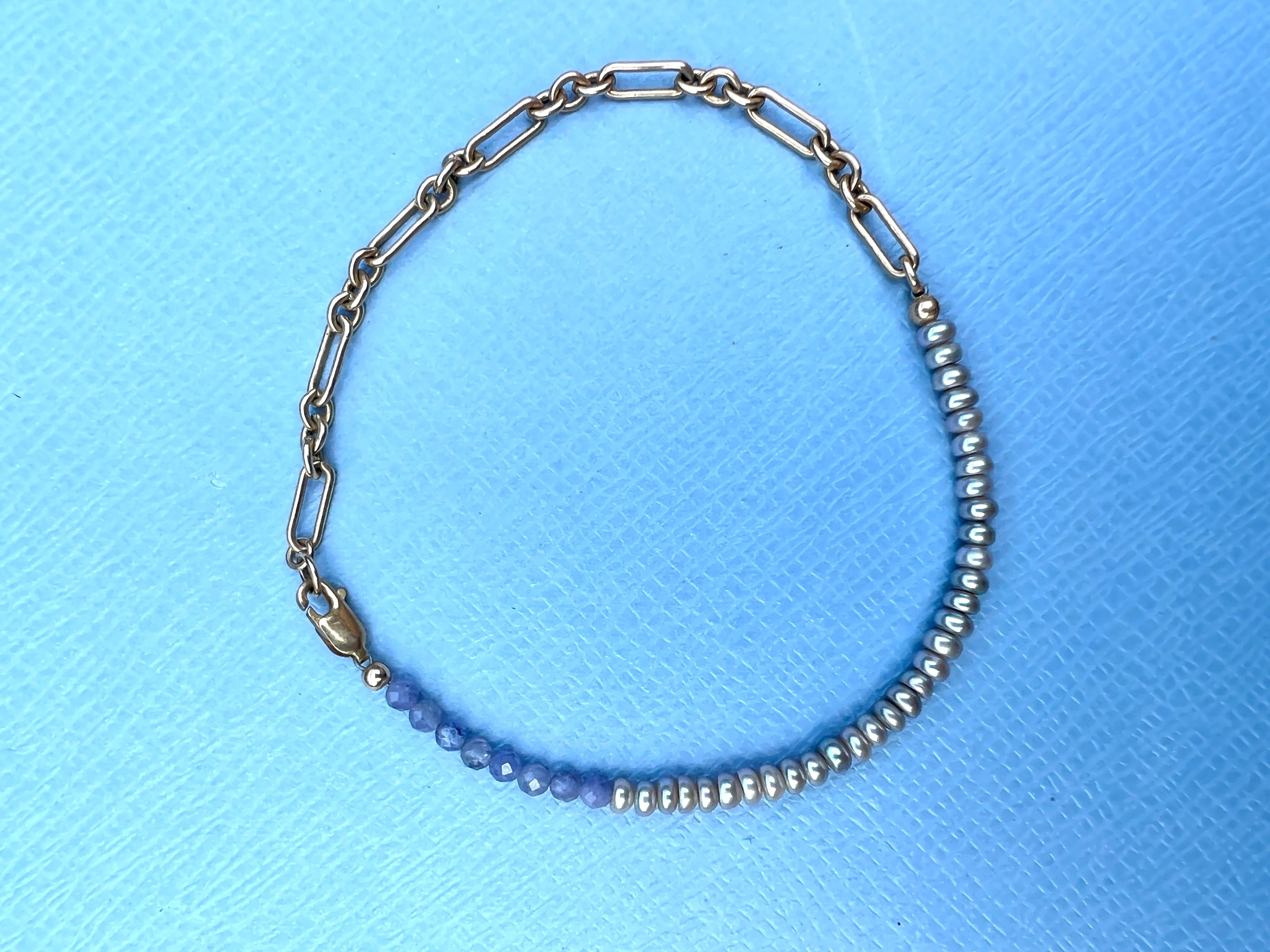 Catena per bracciale con perle di tanzanite in vendita 10