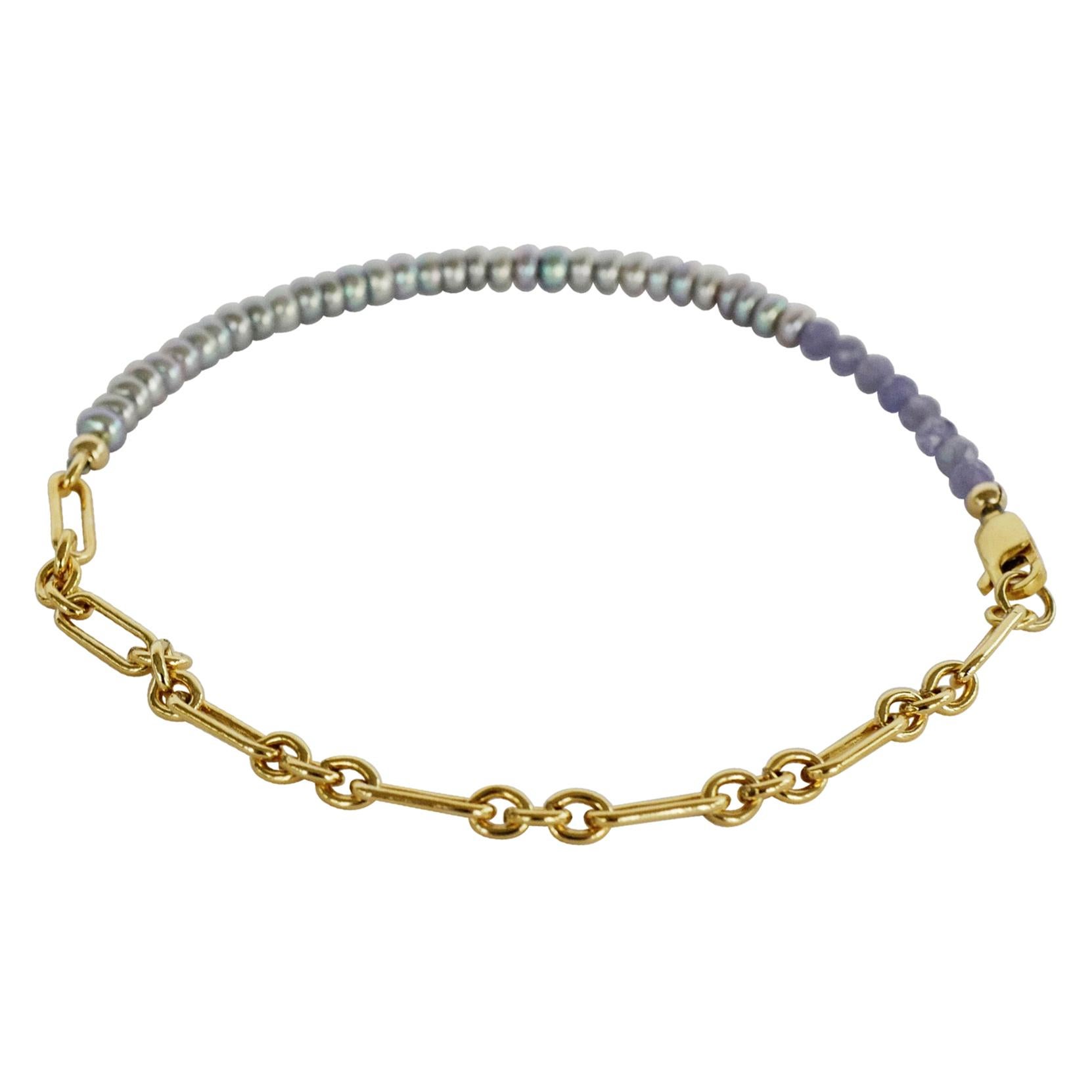 Romantico Catena per bracciale con perle di tanzanite in vendita