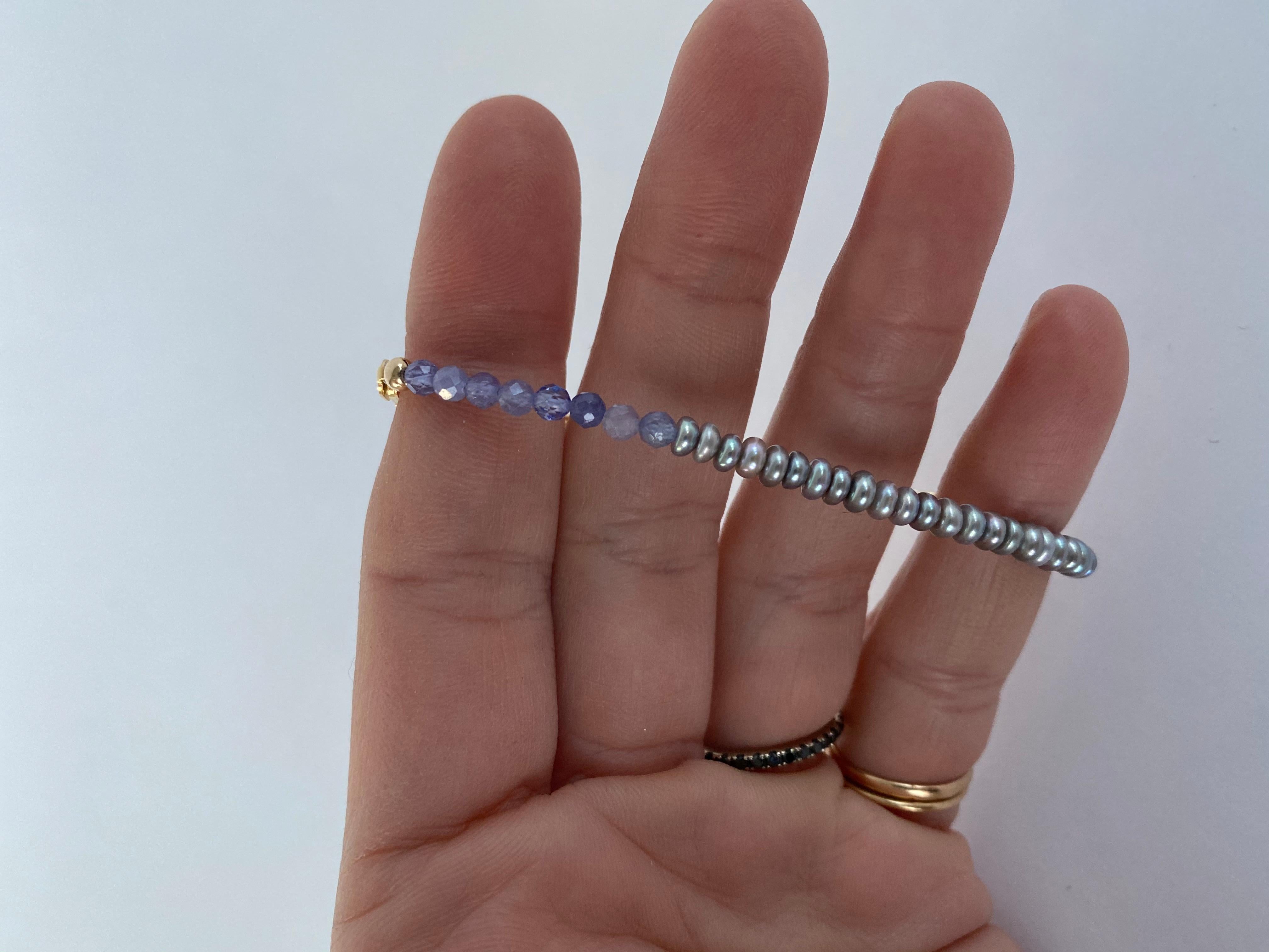 da uomo o donna Catena per bracciale con perle di tanzanite in vendita