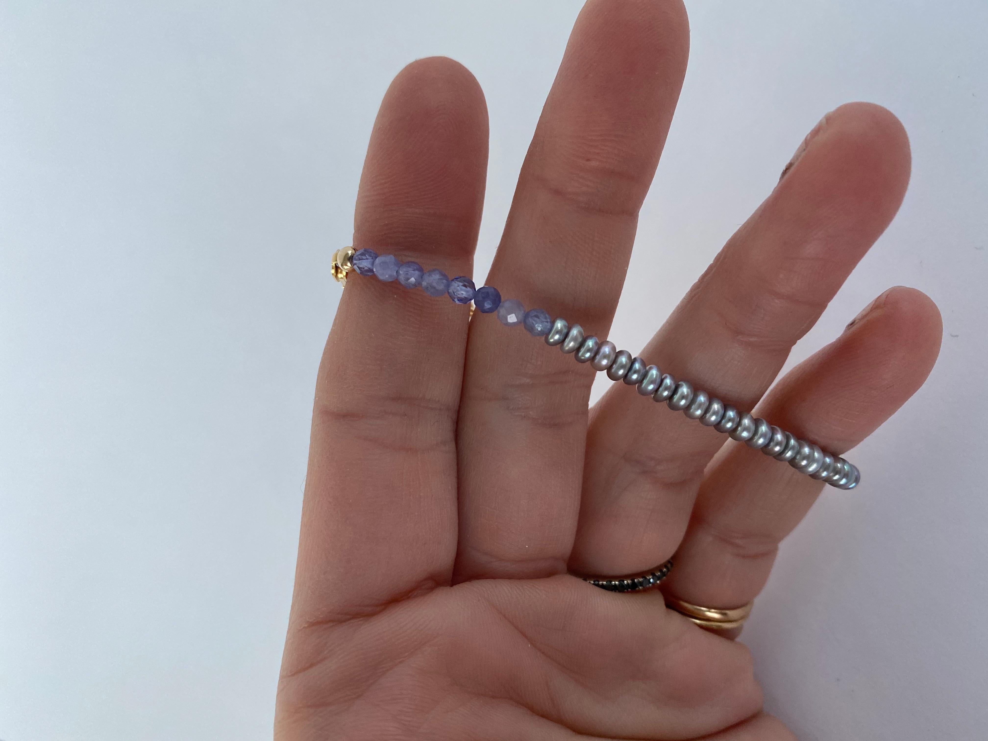 Catena per bracciale con perle di tanzanite in vendita 1
