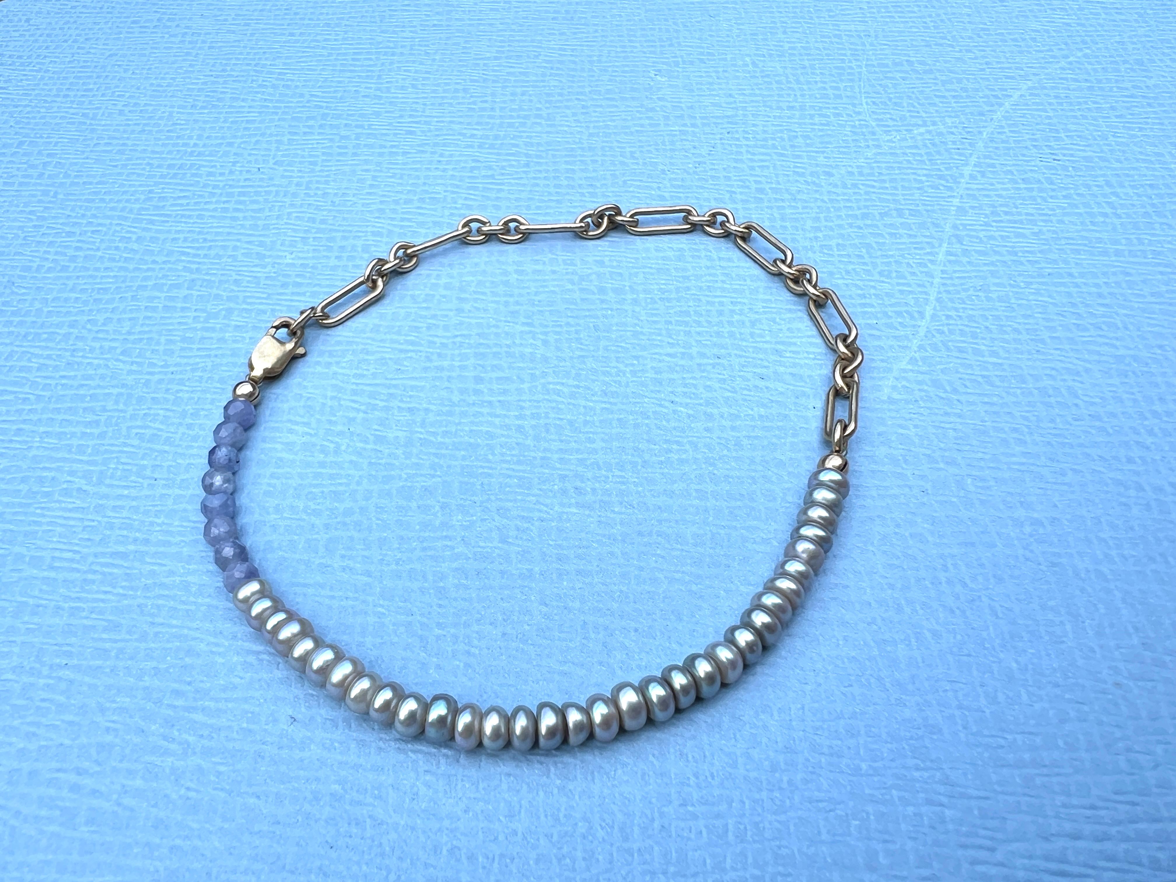 Catena per bracciale con perle di tanzanite in vendita 3