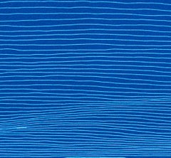 Alba Gema I, Linograbado minimalista en tonos azules y tierra