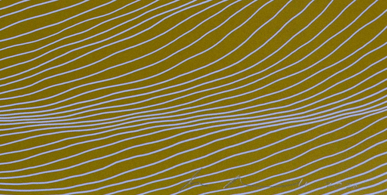 Crepe de Chine II, serigrafia astratta blu contemporanea - Print Astratto di Ann Aspinwall