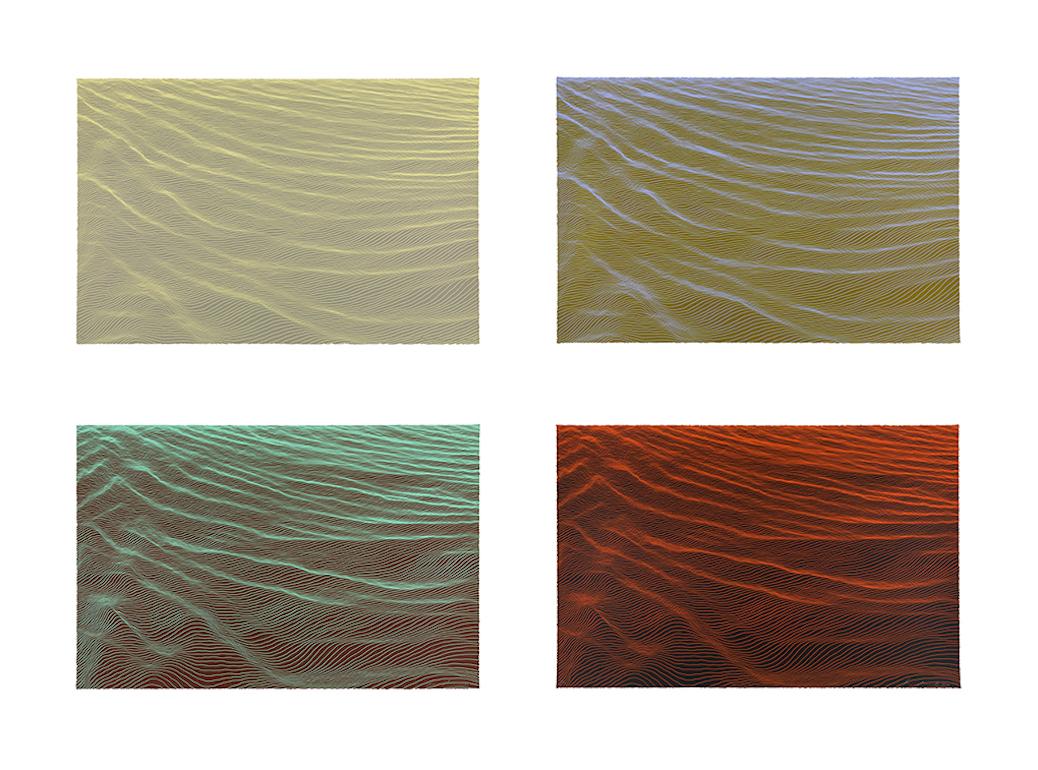 Crepe de Chine II, serigrafia astratta blu contemporanea in vendita 2