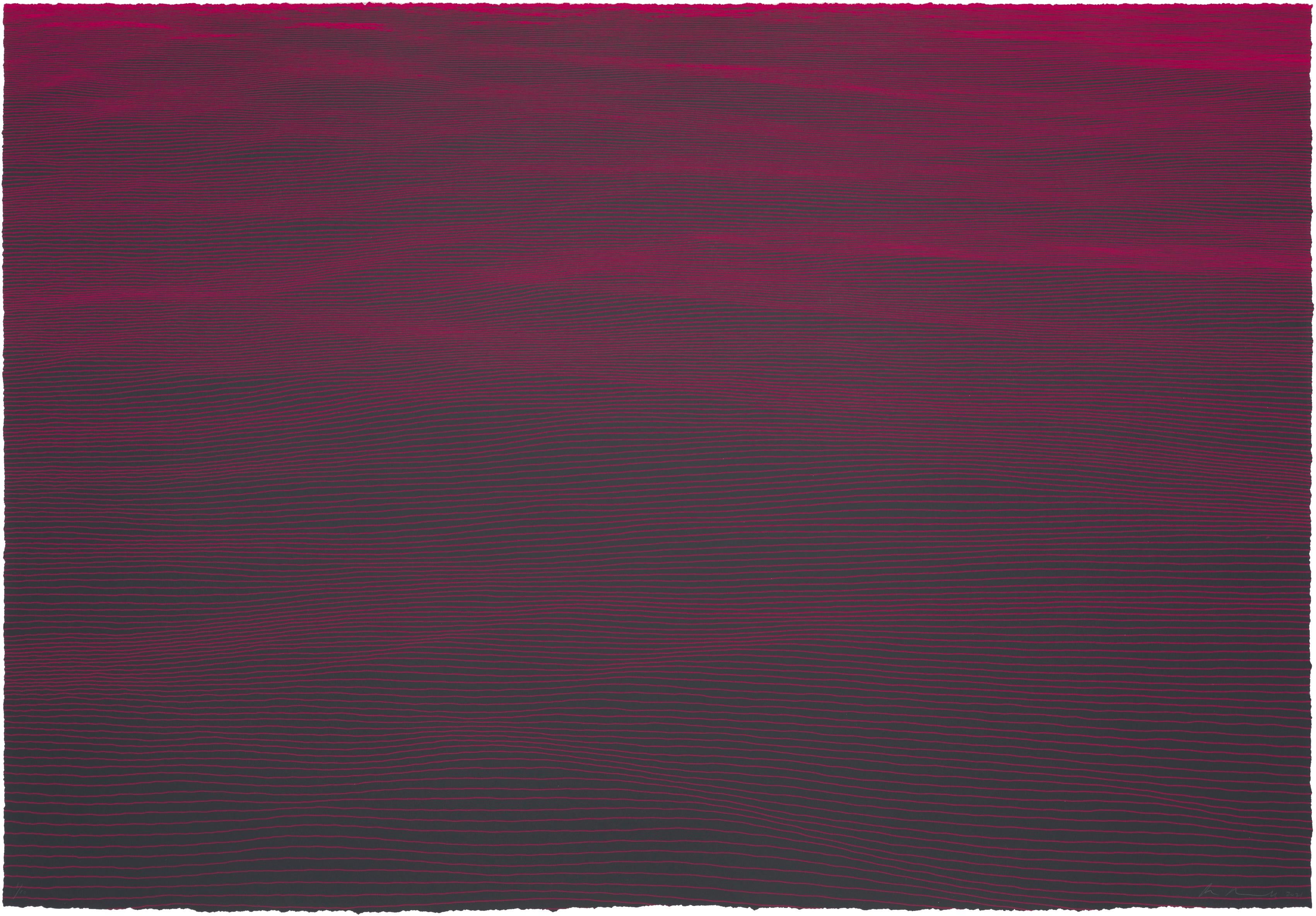 Eklat IV, Limited Edition Abstract Screenprint in Reds and Blues, 35 x 50 in.