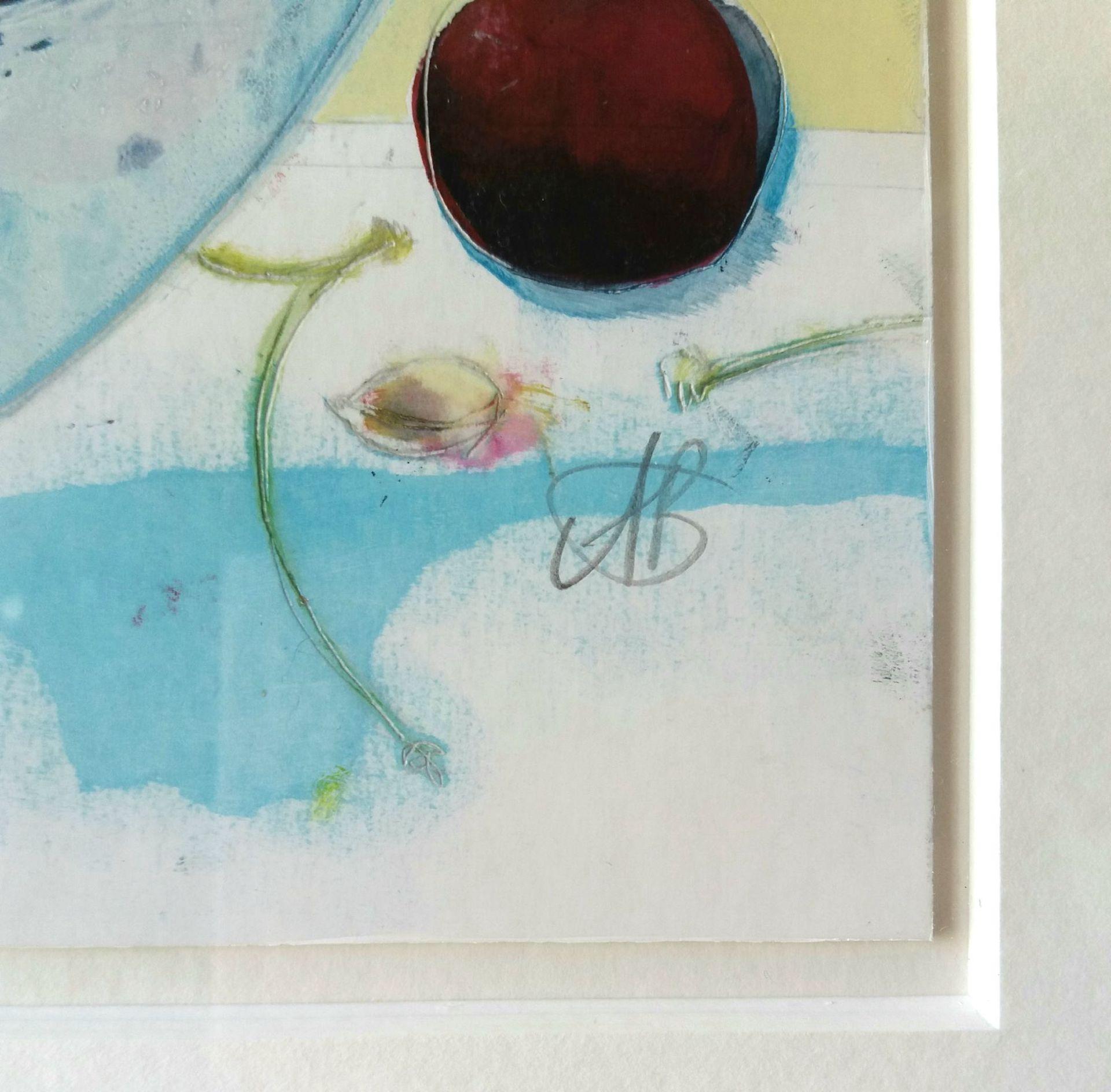 Ann Bridges, Stealing Red Cherries, Original Still Life Painting, Bright Art For Sale 1