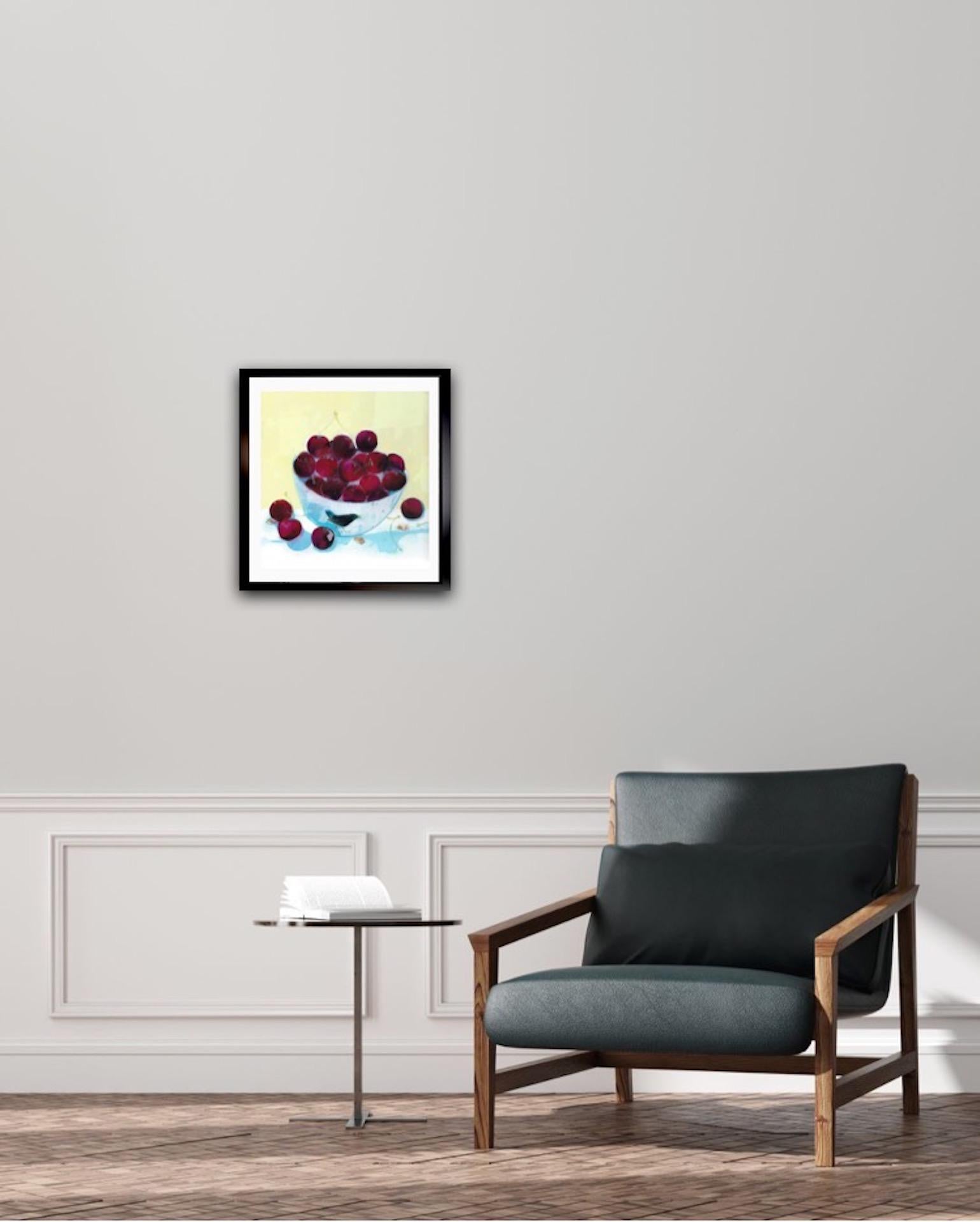 Ann Bridges, Stealing Red Cherries, Original Still Life Painting, Bright Art For Sale 3