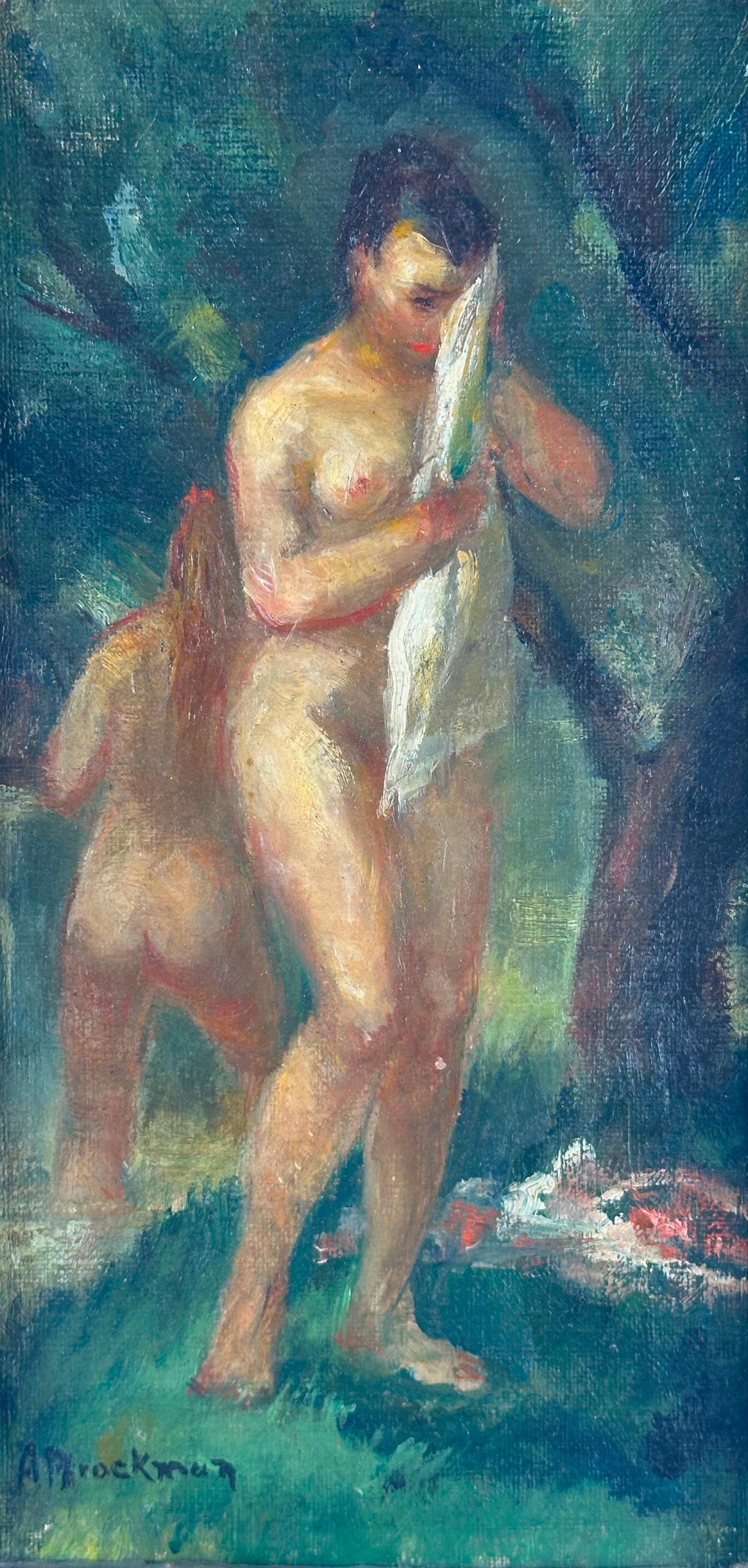 Female Bather (Nude Women) - Painting by Ann Brockman