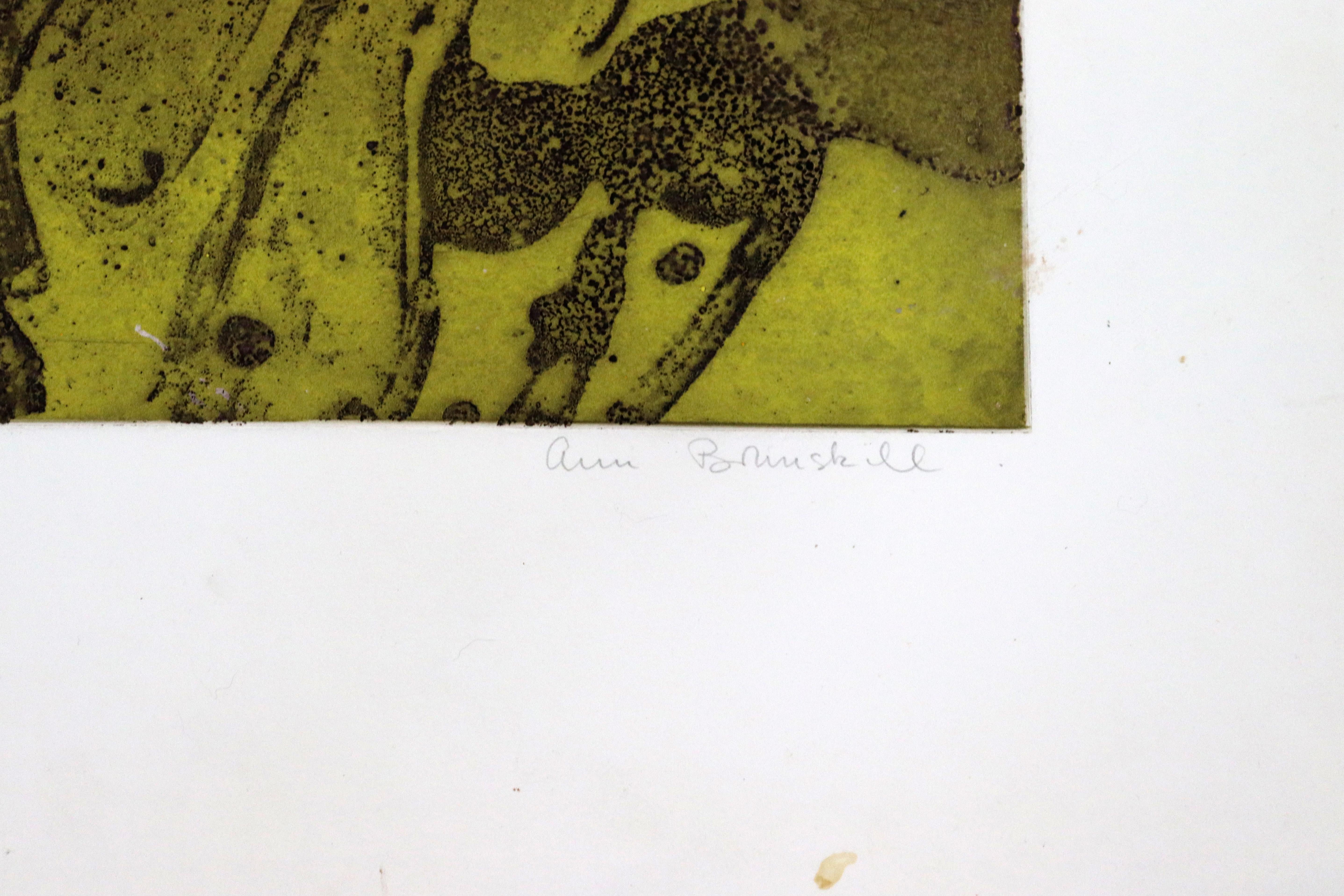 20th Century Ann Brunskill Shadows Purple/Green Modern Abstract Serigraph Unframed For Sale