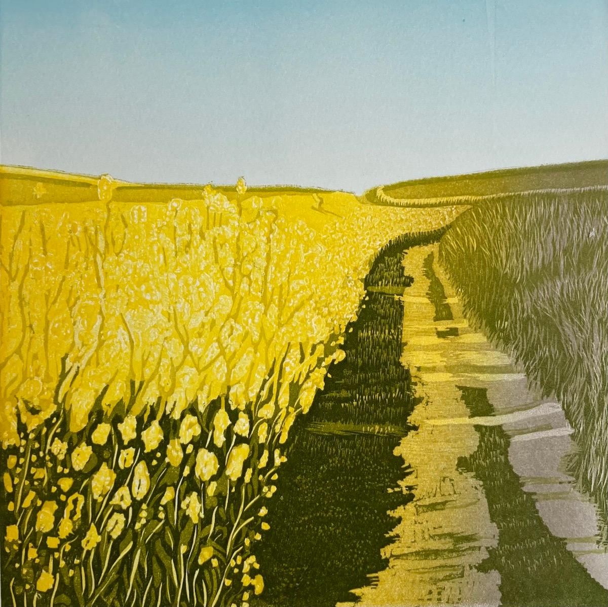 Ann Burnham  Abstract Painting - Sunshine Fields by Ann Burnham, Limited edition print, contemporary art 
