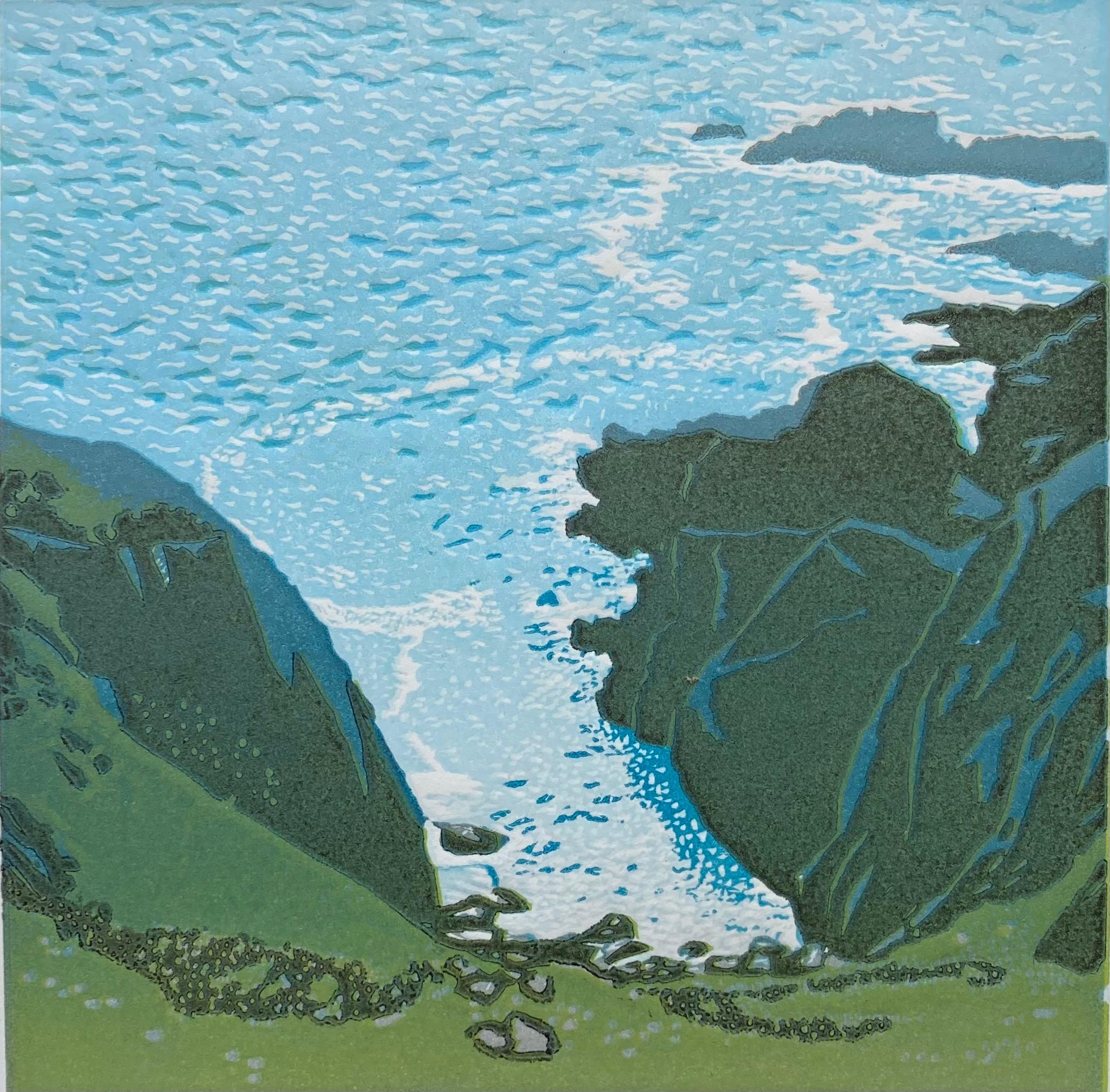 Ann Burnham  Landscape Print - Above the Sea by Ann Burnham, Limited edition print, coastal art, landscape 