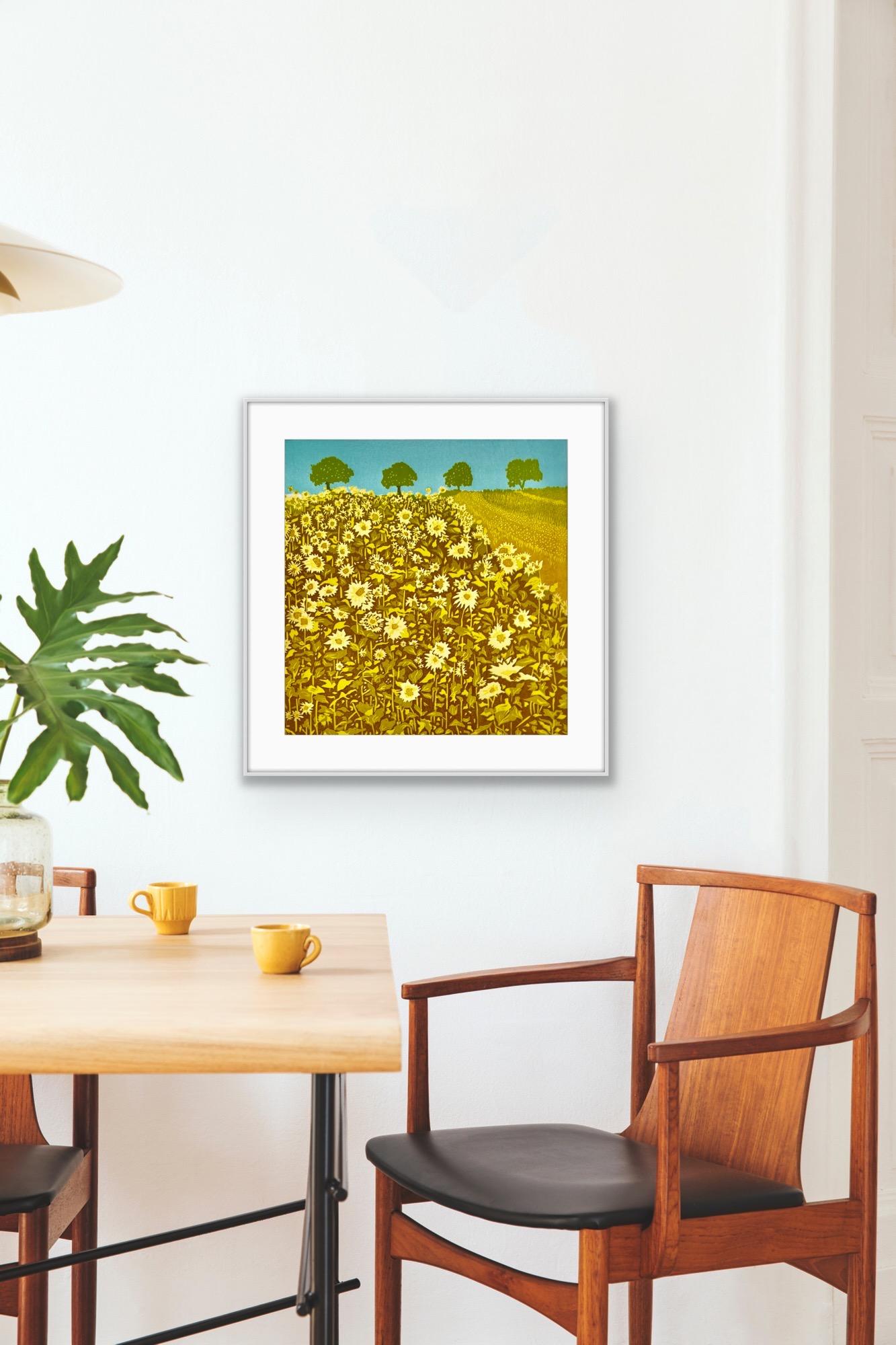 Campo di girasoli, Stampa d'arte, Paesaggio, Albero, Nature, Floreale in vendita 3