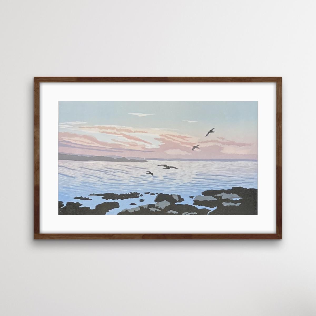 Gulls at Sunset, Ann Burnham, Limited edition print, Seascape and coastal 2022 For Sale 2