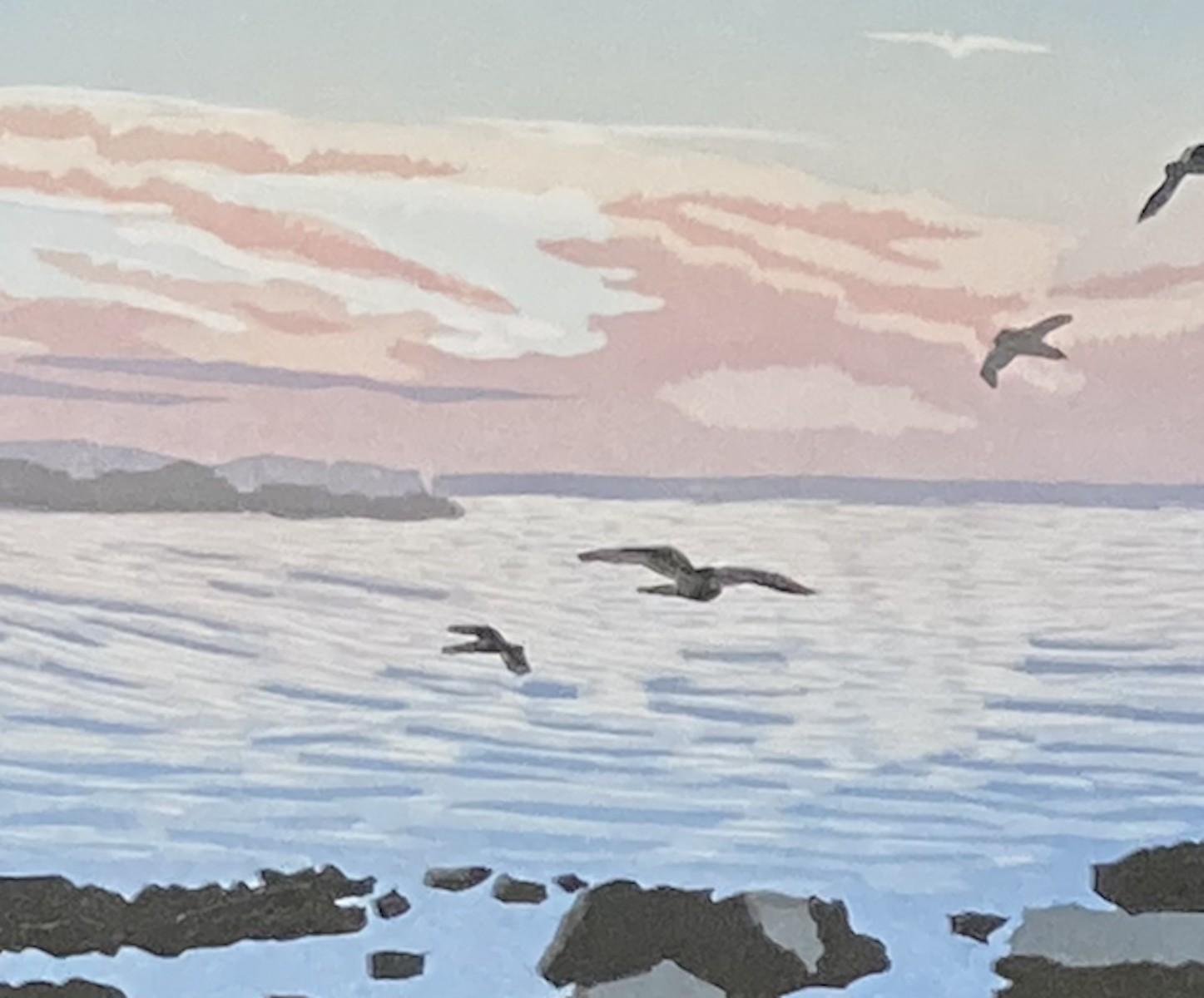 Gulls at Sunset, Ann Burnham, Limited edition print, Seascape and coastal 2022 For Sale 3