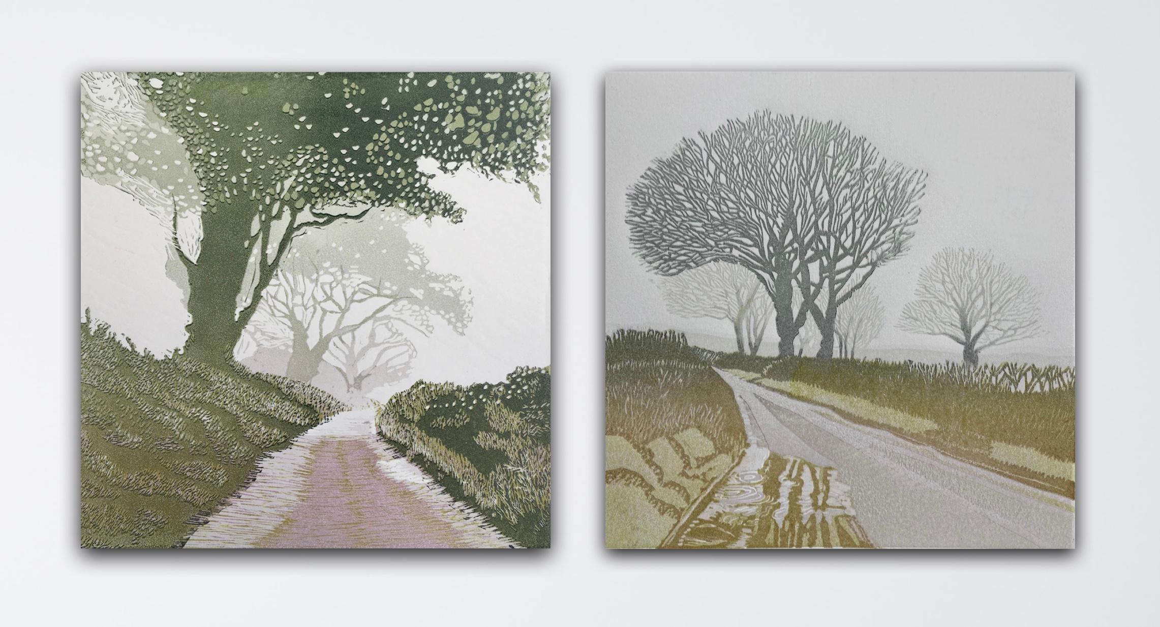 Ann Burnham Landscape Print – After the Rain und Bäume im Nebel