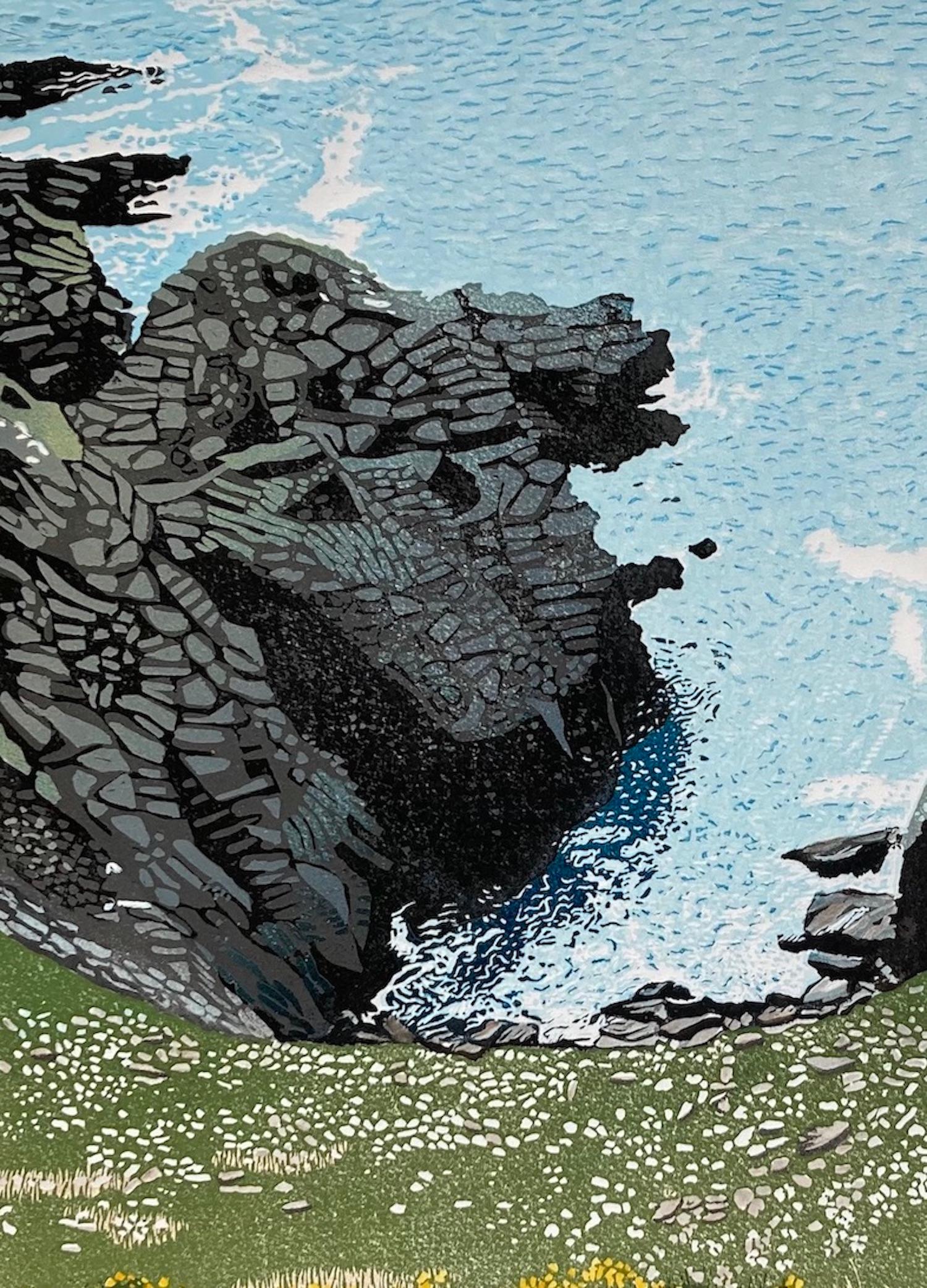 Cliff Edge, Ann Burnham, Limited edition print, Landscape art, Seascape 2022 For Sale 1
