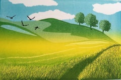 Crows over the Fields, Limited edition animal art, Landscape print