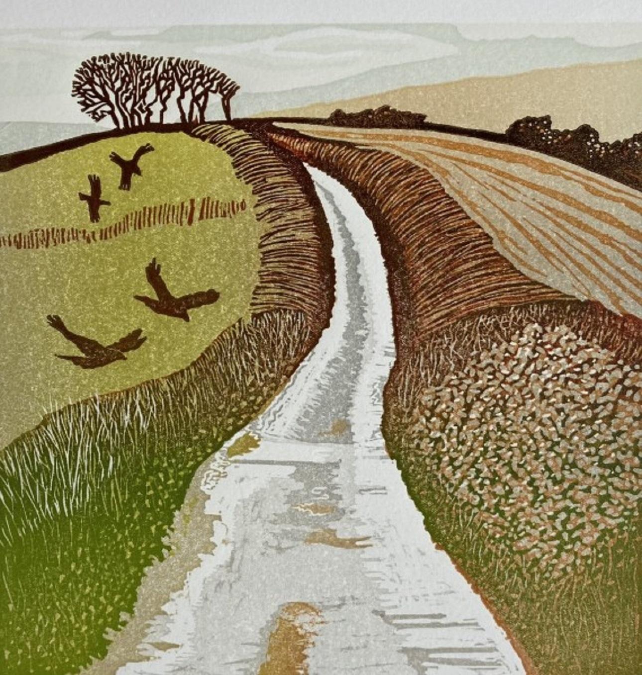 Ann Burnham Animal Print – The Road to Coleton Fishacre, Landschaftsdruck in limitierter Auflage