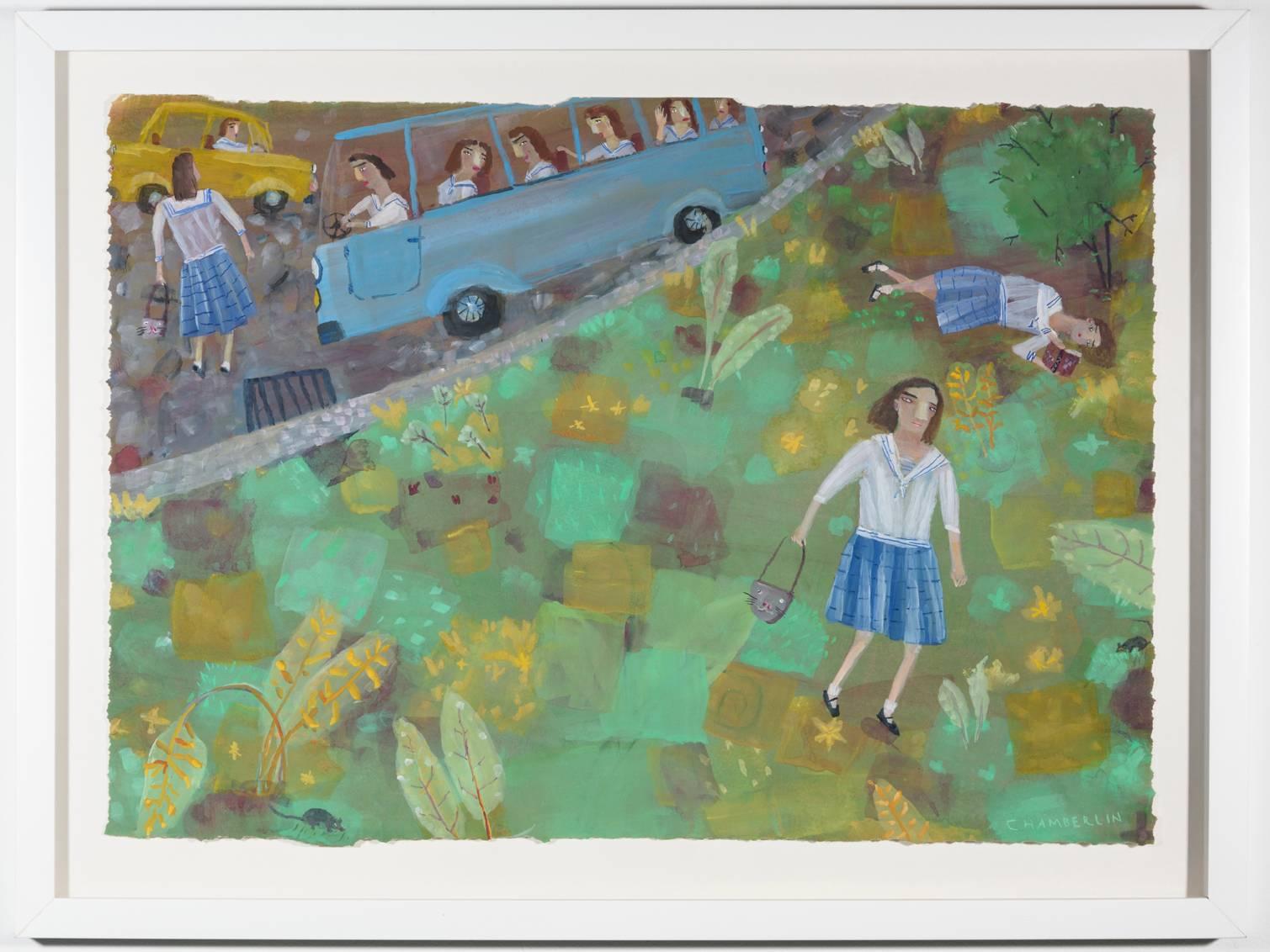 Field Day, Catholic Sailor Girls - Painting by Ann Chamberlin
