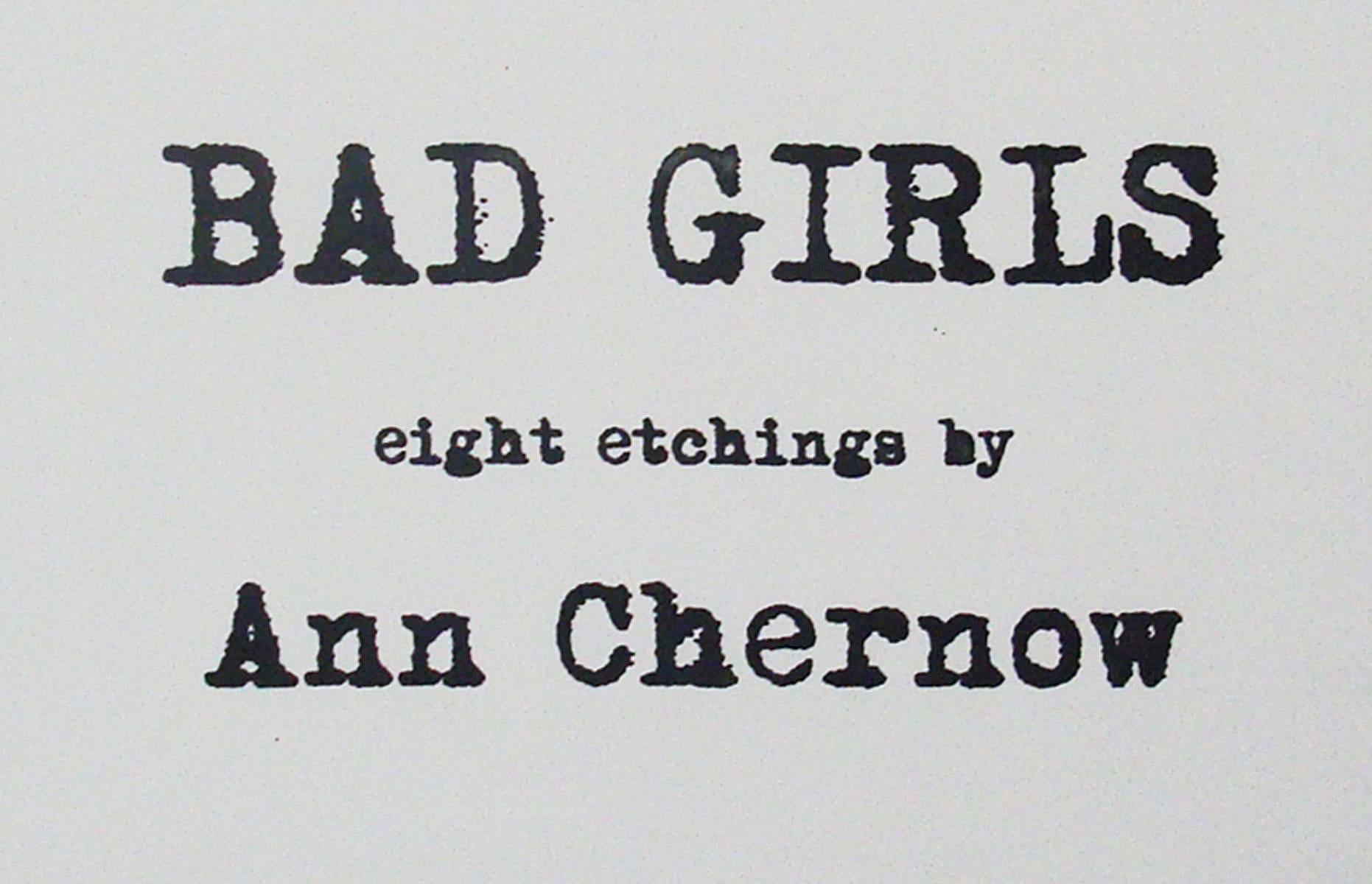 Ann Chernow, Folio de ocho grabados de Chicas Malas, 2015, Papel de trapo, Aguafuerte