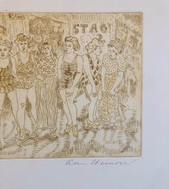 Hand Colored Etching Vintage Hollywood Legends Etching with Watercolor Painting