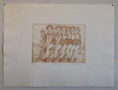 Hand Colored Etching Vintage Hollywood Legends Etching with Watercolor Painting