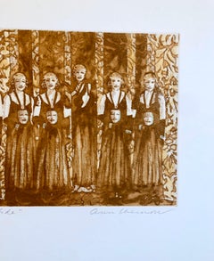 Gravure vintage des légendes d'Hollywood colorée à la main Gravure à l'aquarelle