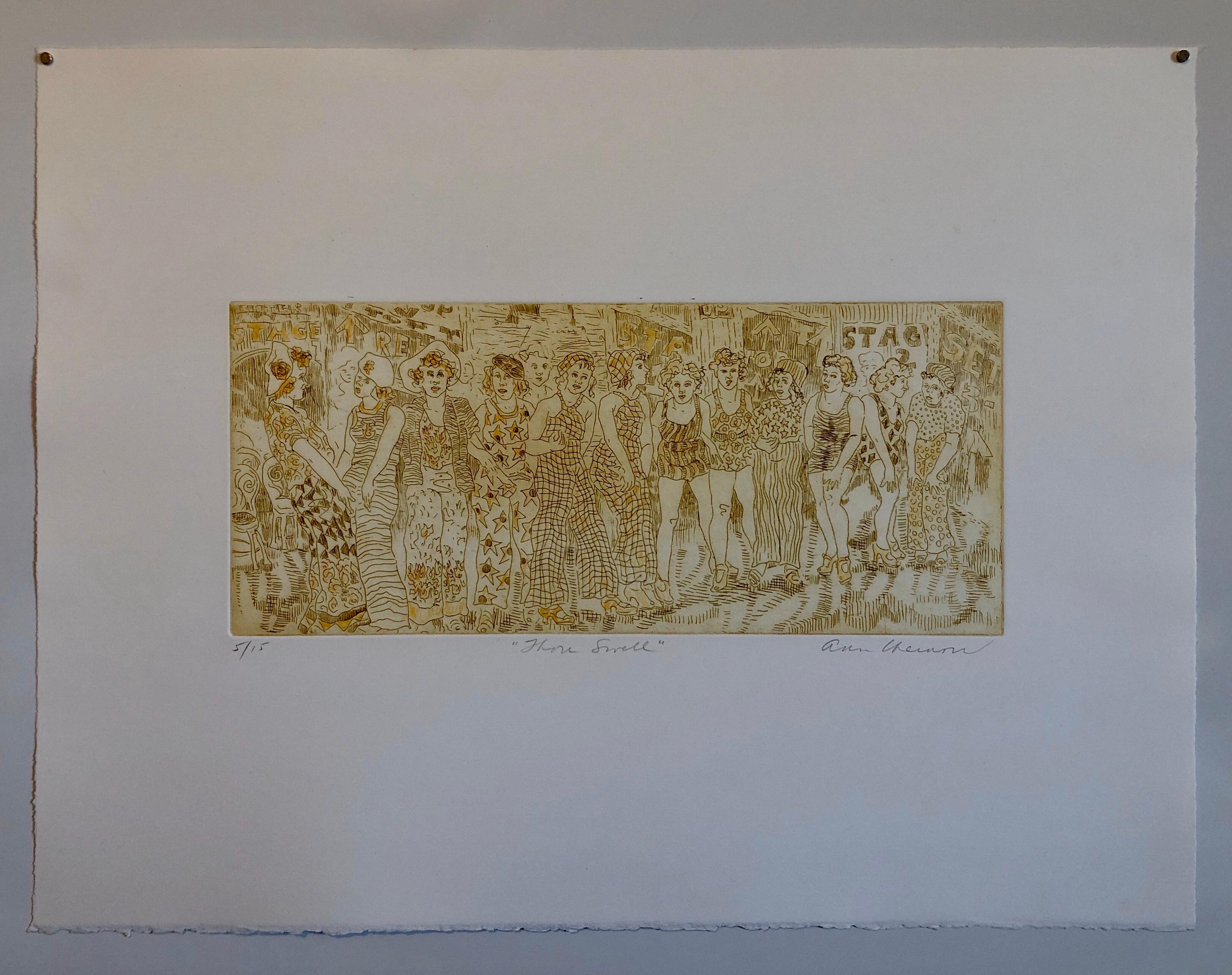 Handkolorierte Radierung Vintage Hollywood Legenden mit Aquarellmalerei im Angebot 4