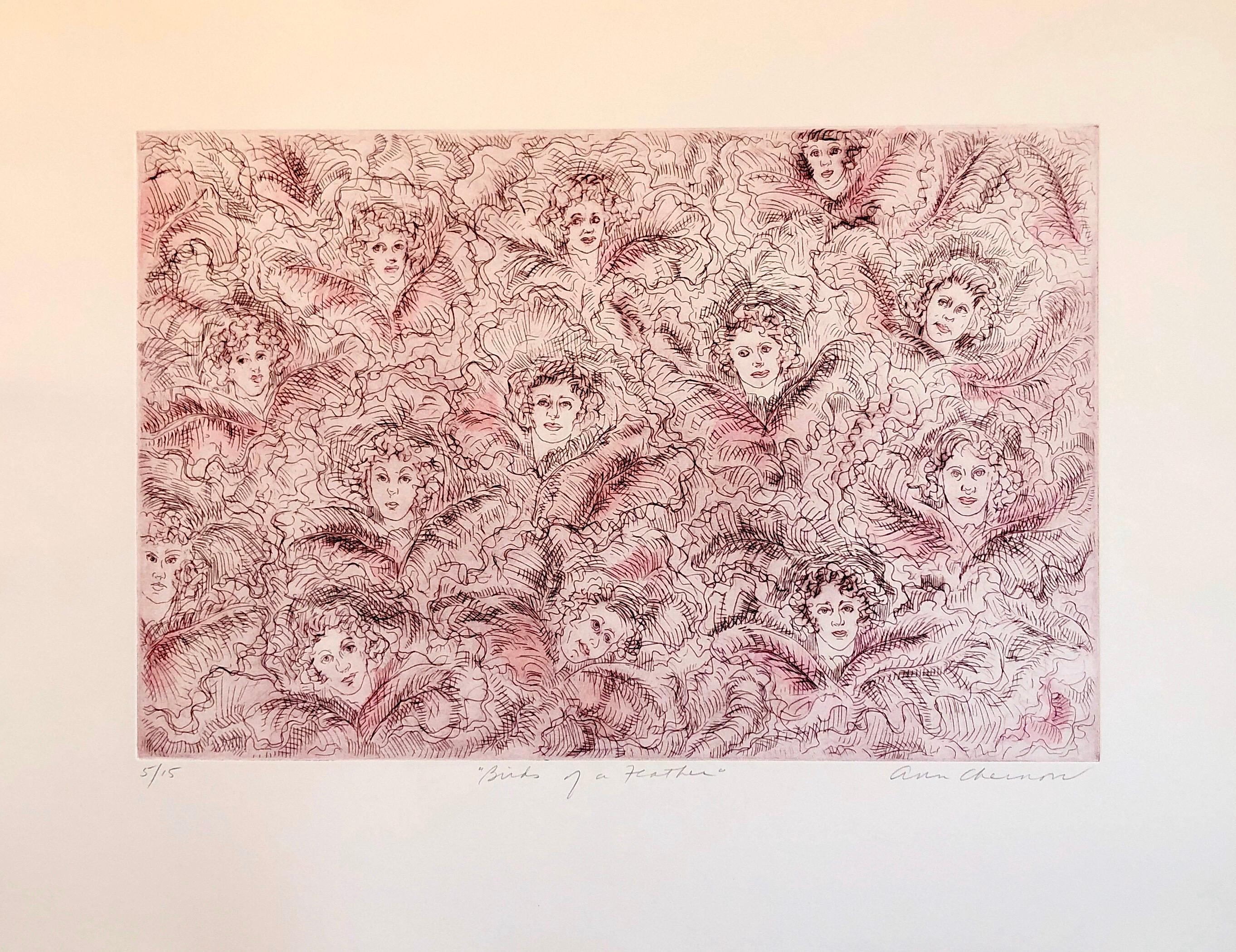 Ann Chernow Hand Colored Etching Vintage Hollywood Legends Etching