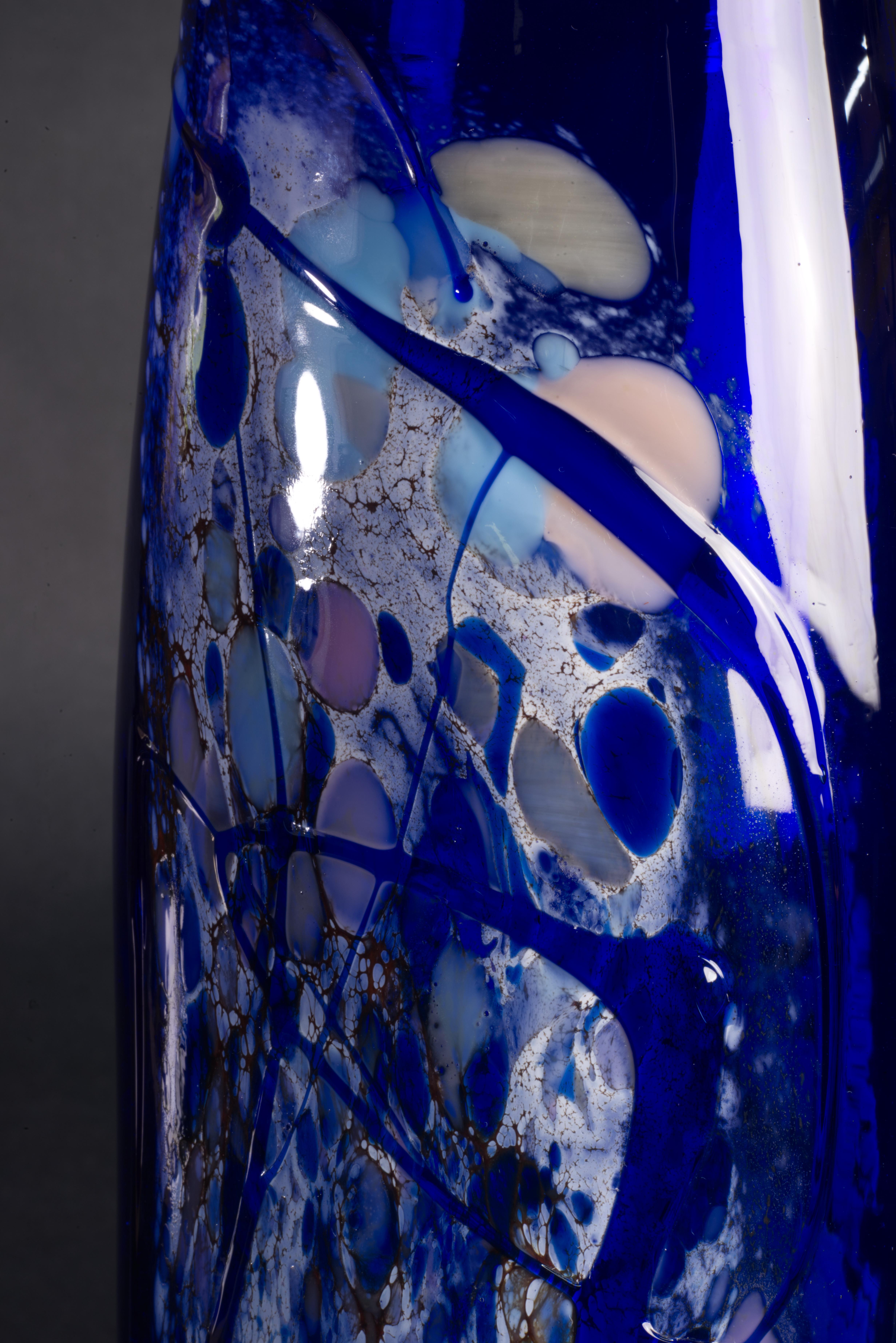 Verre d'art Ann Concoran pour Nourot Studio vase bleu cobalt en vente