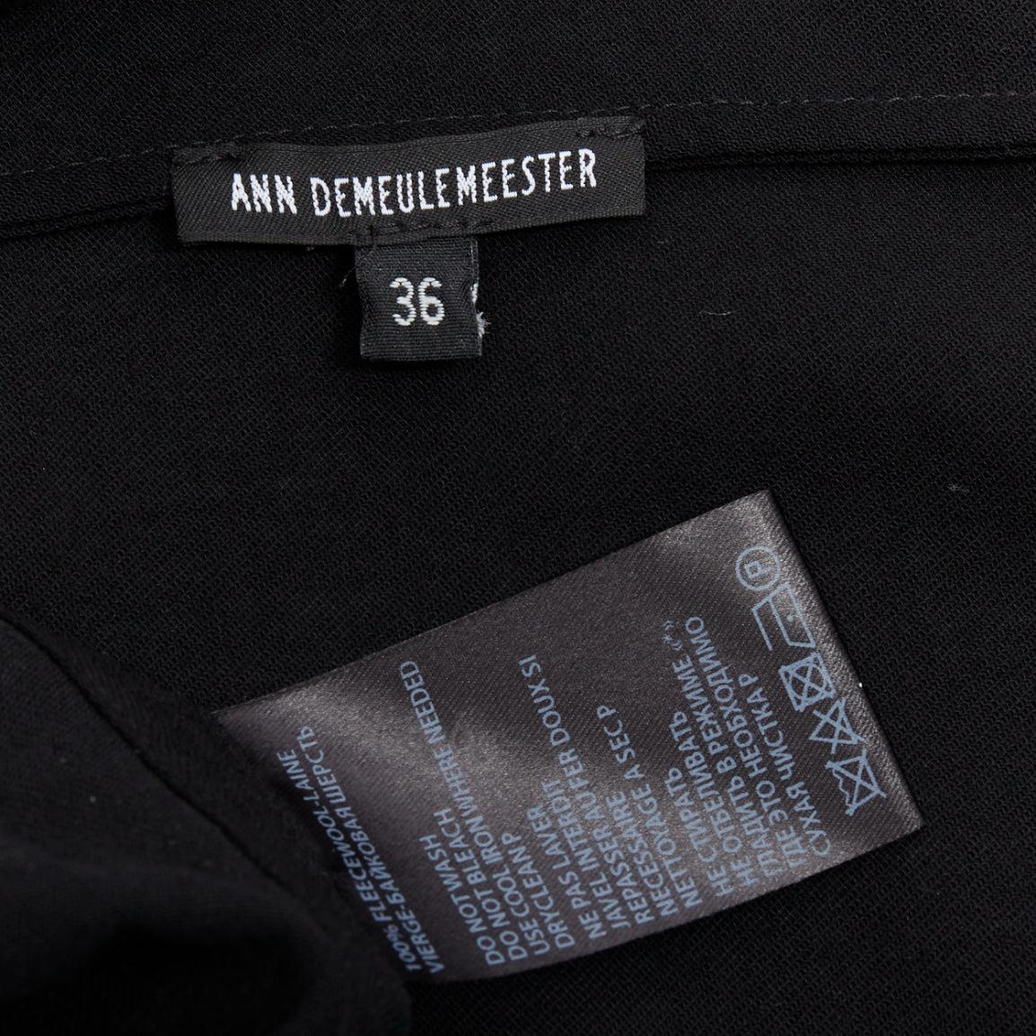 ANN DEMEULEMEESTER 100% fleece wool black asymmetric draped top FR36 S 4